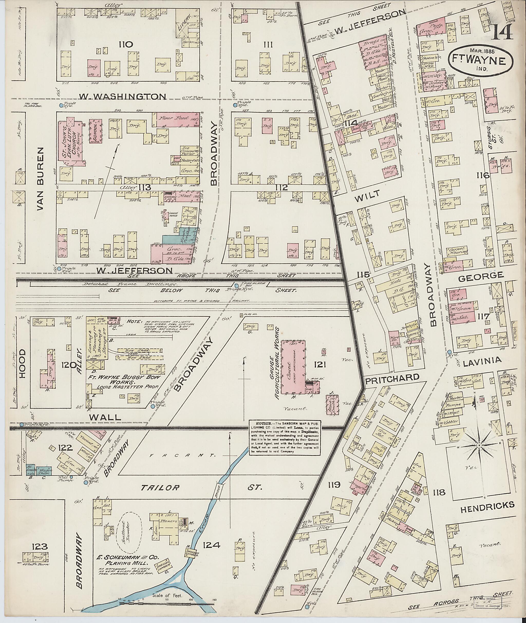 This old map of Fort Wayne, Allen County, Indiana was created by Sanborn Map Company in 1885