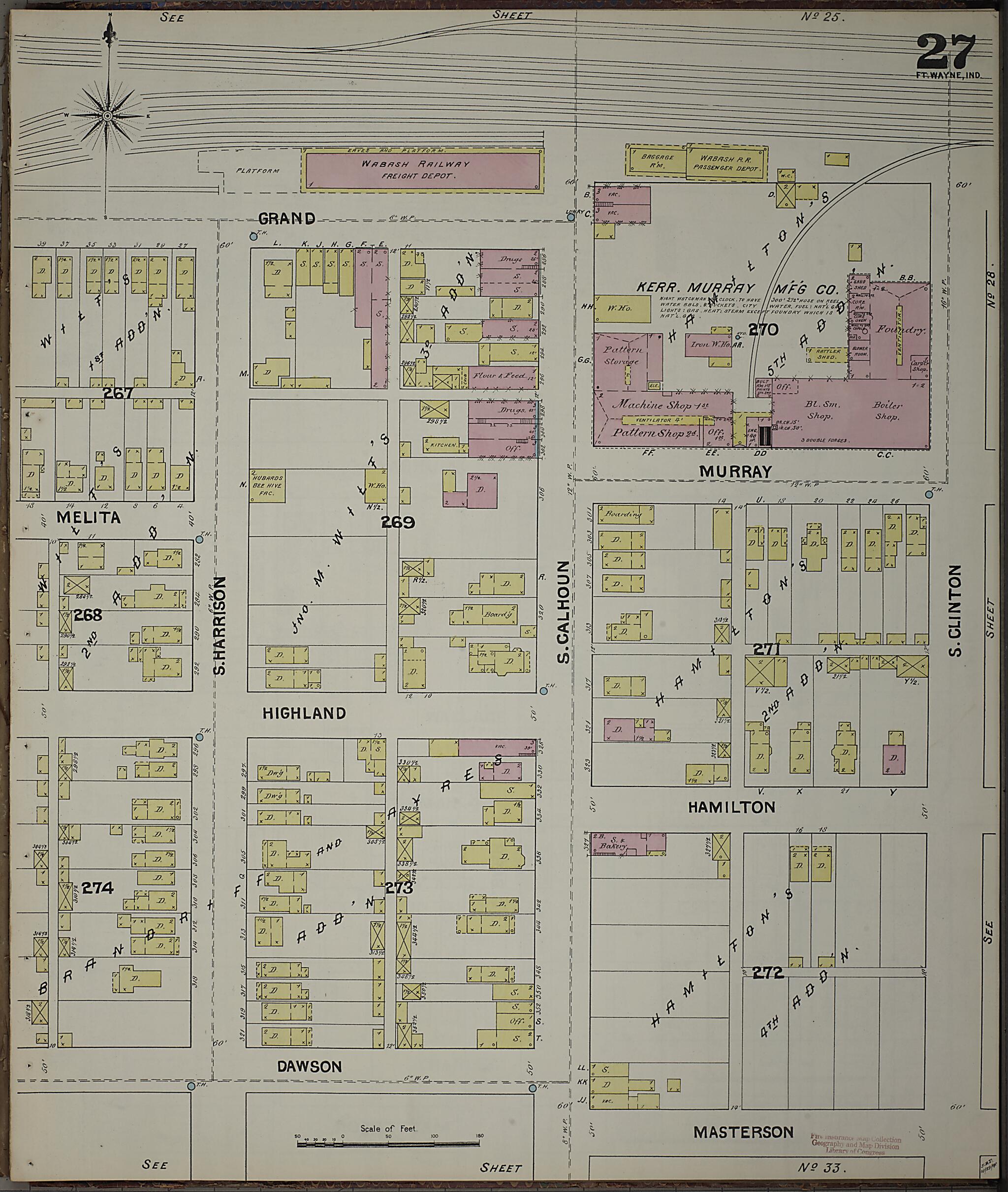 Fort Wayne, Allen County, Indiana 1890 (Sheet 27) by Relic Map Company