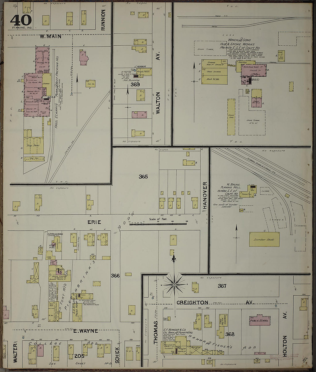 This old map of Fort Wayne, Allen County, Indiana was created by Sanborn Map Company in 1890