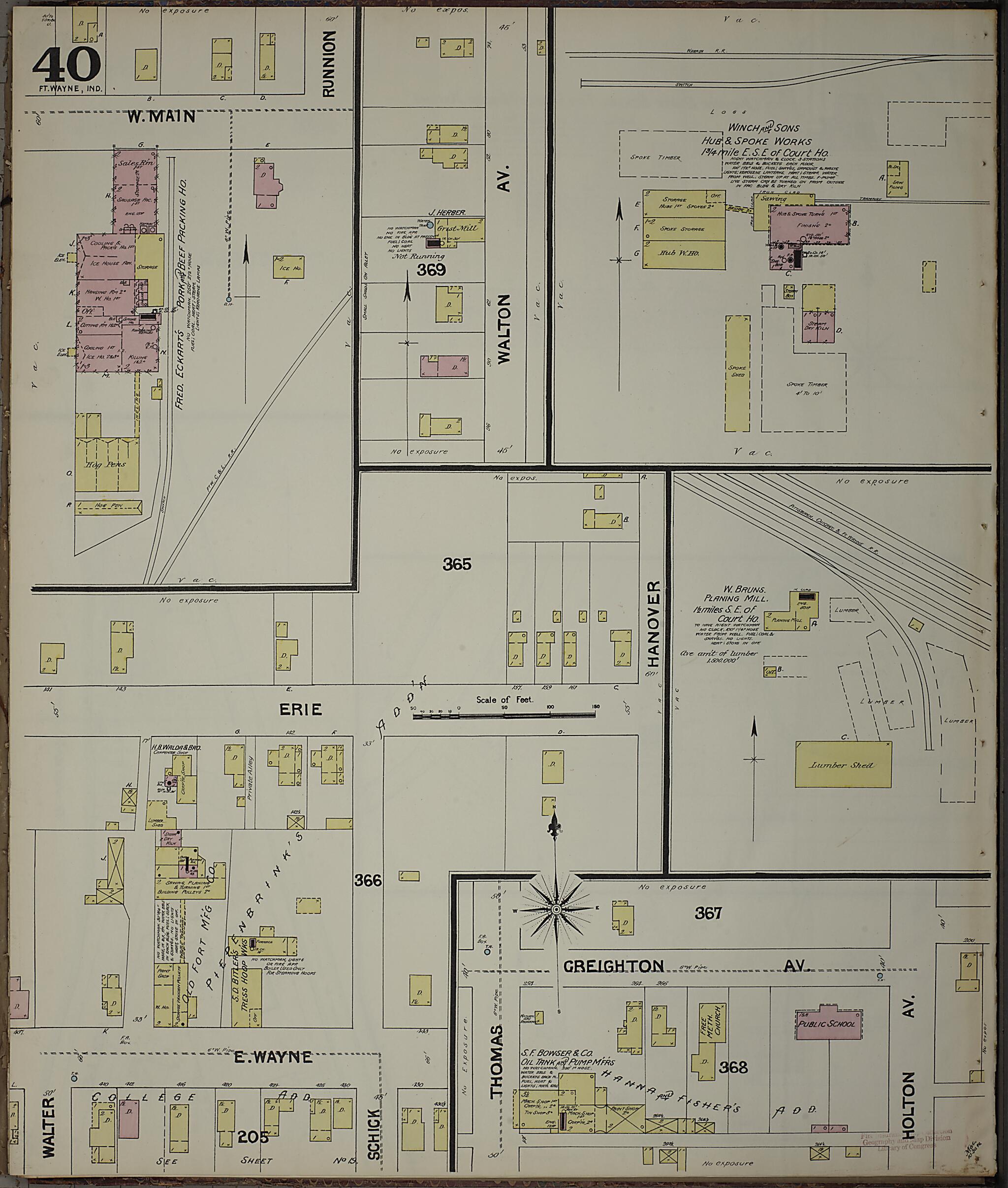 This old map of Fort Wayne, Allen County, Indiana was created by Sanborn Map Company in 1890