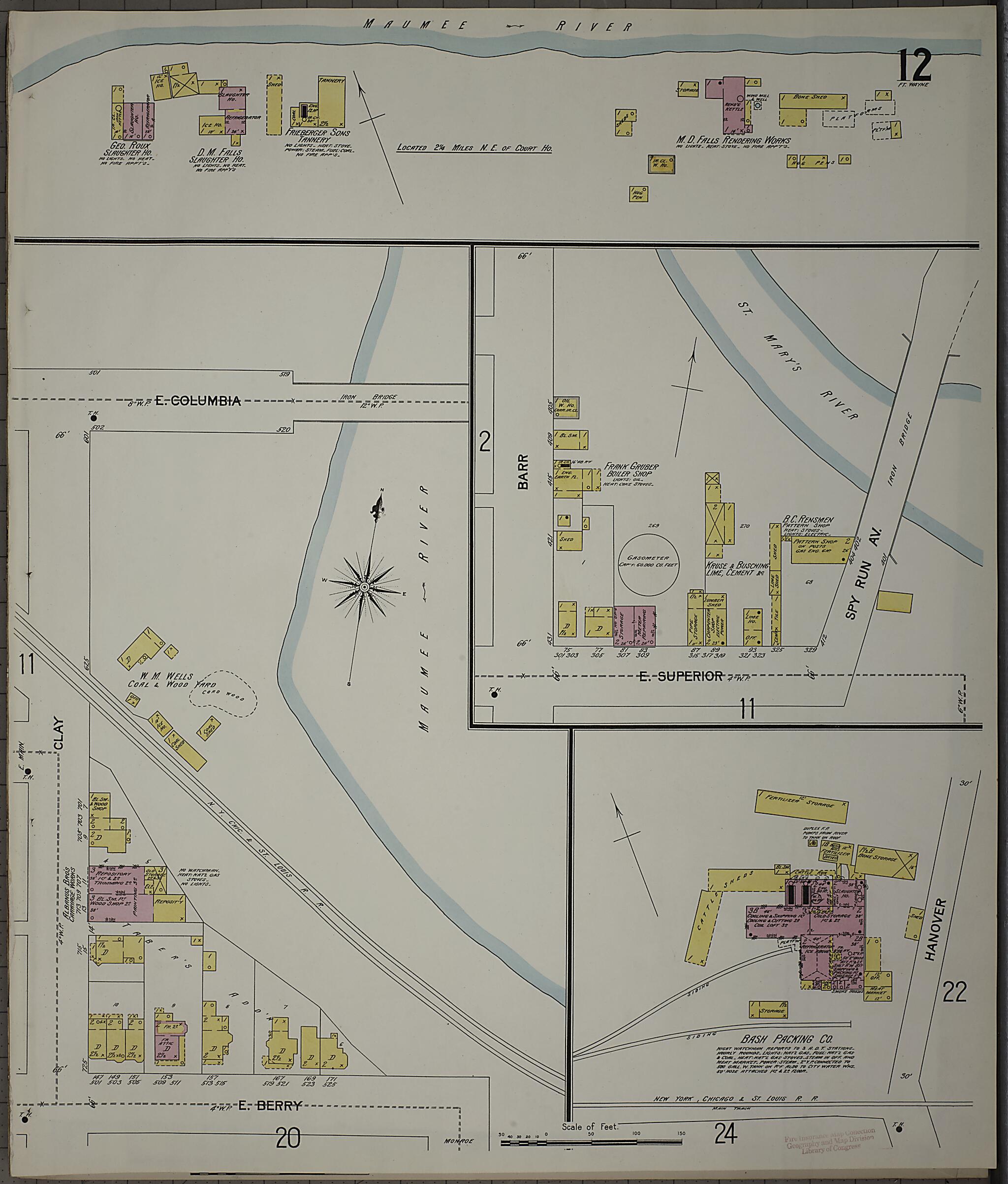 This old map of Fort Wayne, Allen County, Indiana was created by Sanborn Map Company in 1902