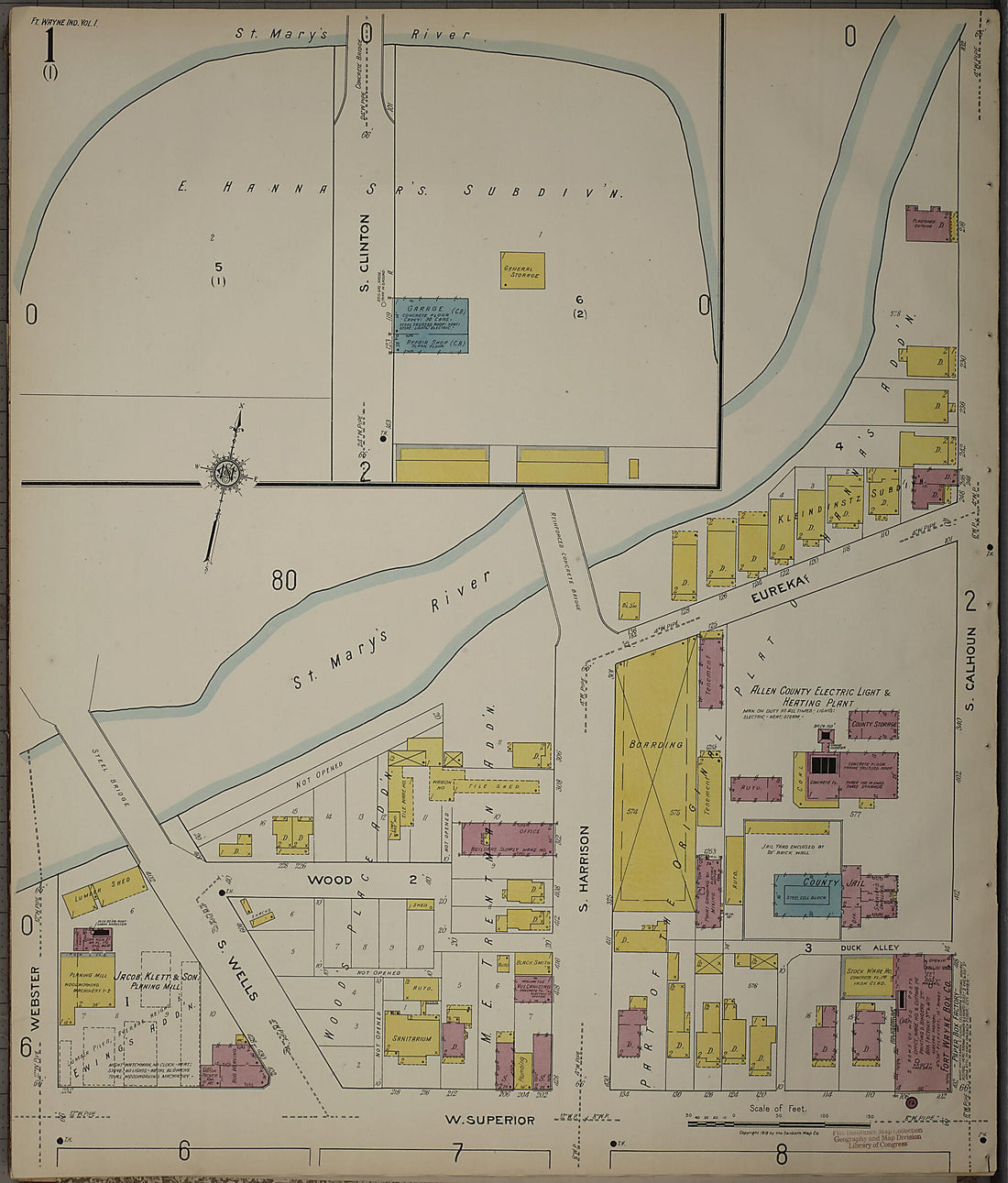 This old map of Fort Wayne, Allen County, Indiana was created by Sanborn Map Company in 1918