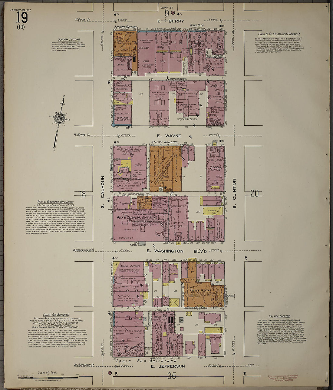 This old map of Fort Wayne, Allen County, Indiana was created by Sanborn Map Company in 1918