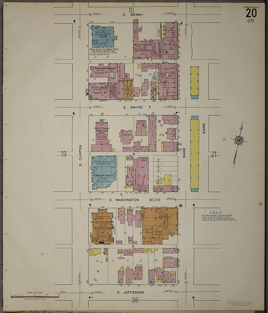 This old map of Fort Wayne, Allen County, Indiana was created by Sanborn Map Company in 1918