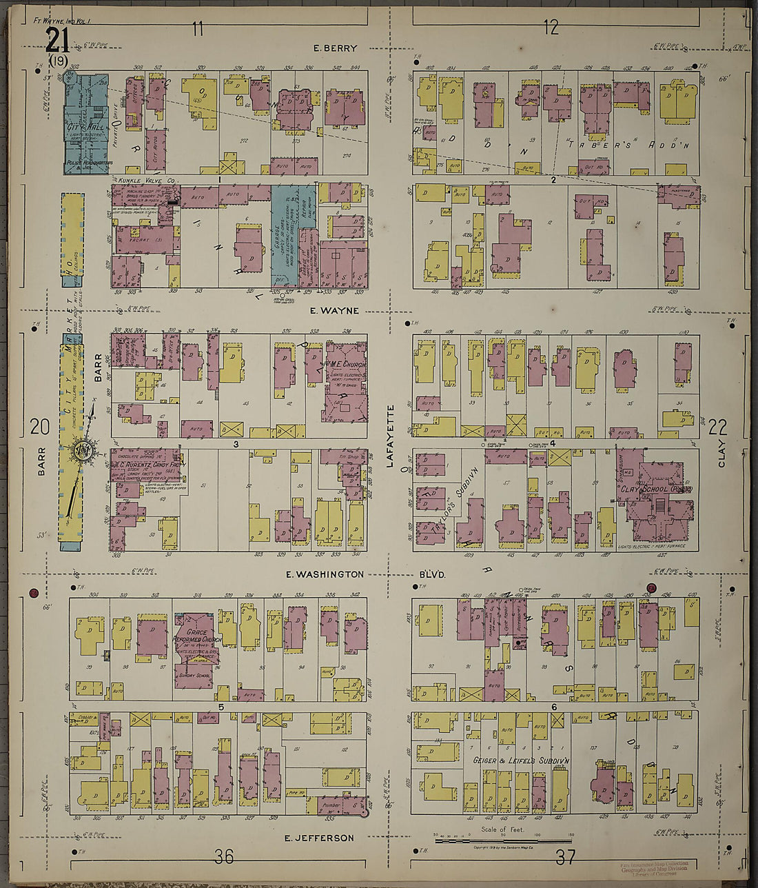 This old map of Fort Wayne, Allen County, Indiana was created by Sanborn Map Company in 1918