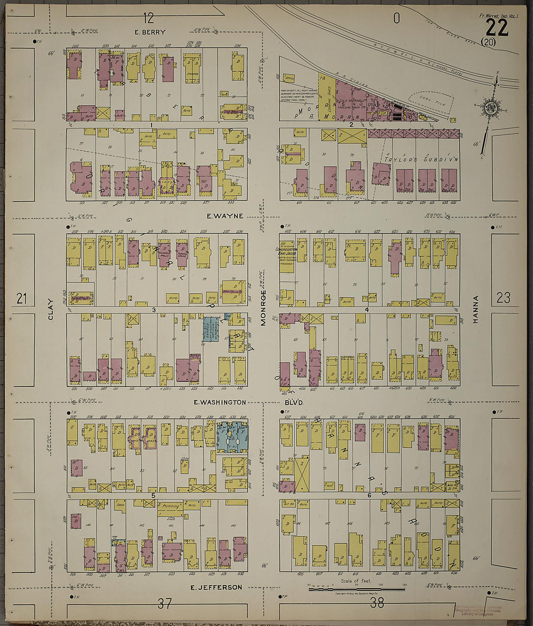 This old map of Fort Wayne, Allen County, Indiana was created by Sanborn Map Company in 1918