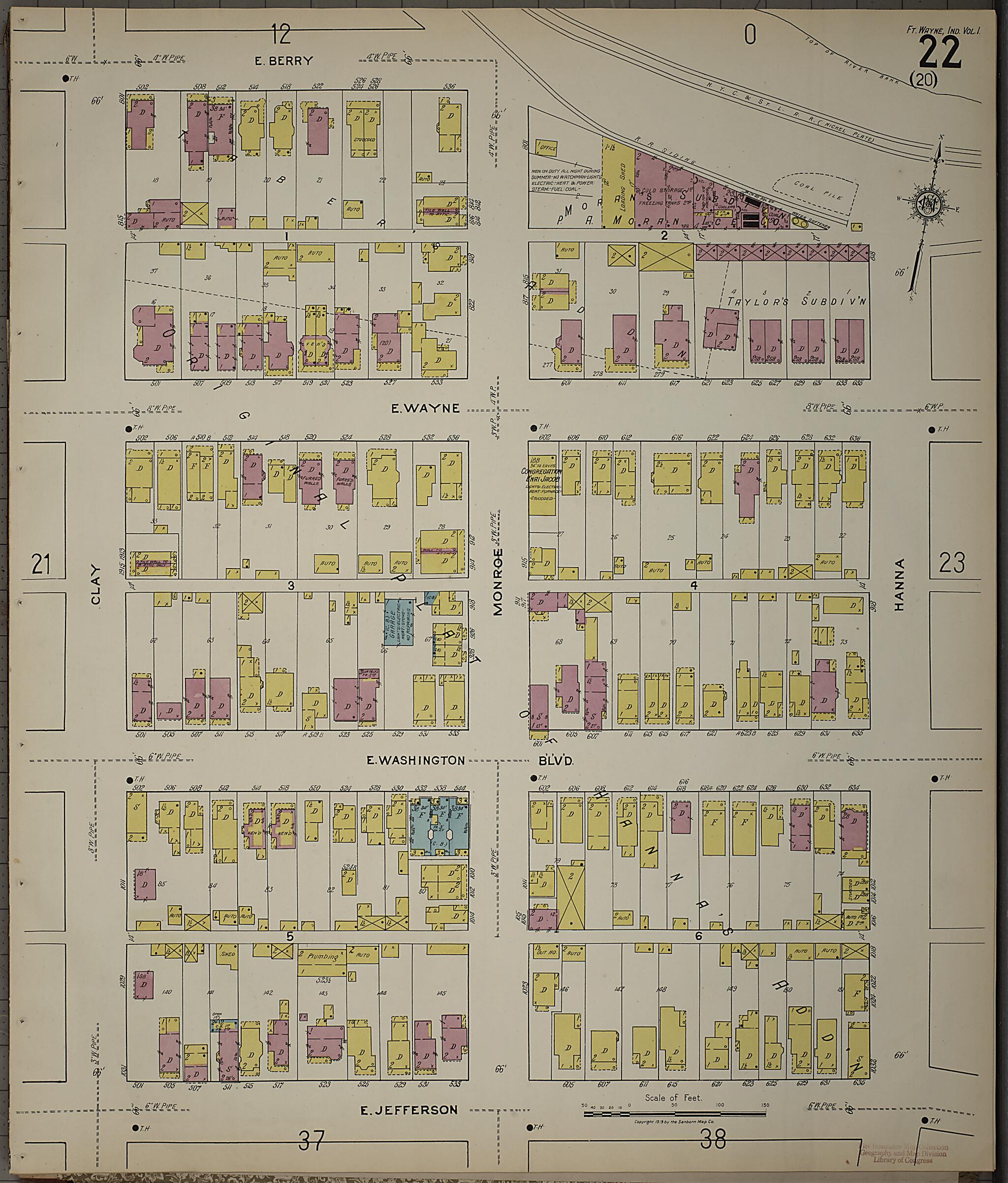 This old map of Fort Wayne, Allen County, Indiana was created by Sanborn Map Company in 1918