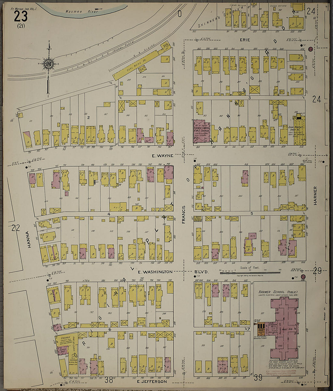 This old map of Fort Wayne, Allen County, Indiana was created by Sanborn Map Company in 1918
