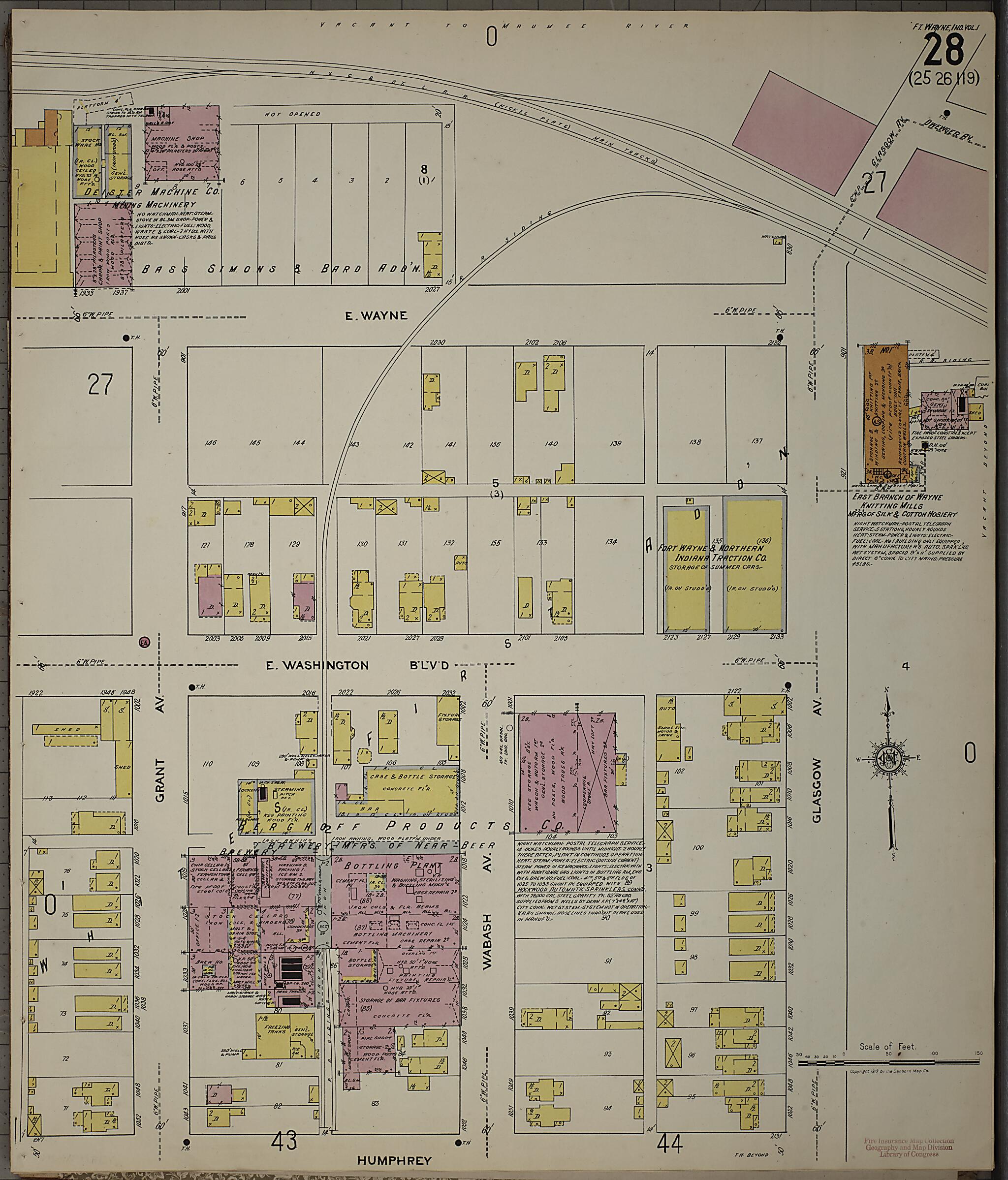 This old map of Fort Wayne, Allen County, Indiana was created by Sanborn Map Company in 1918