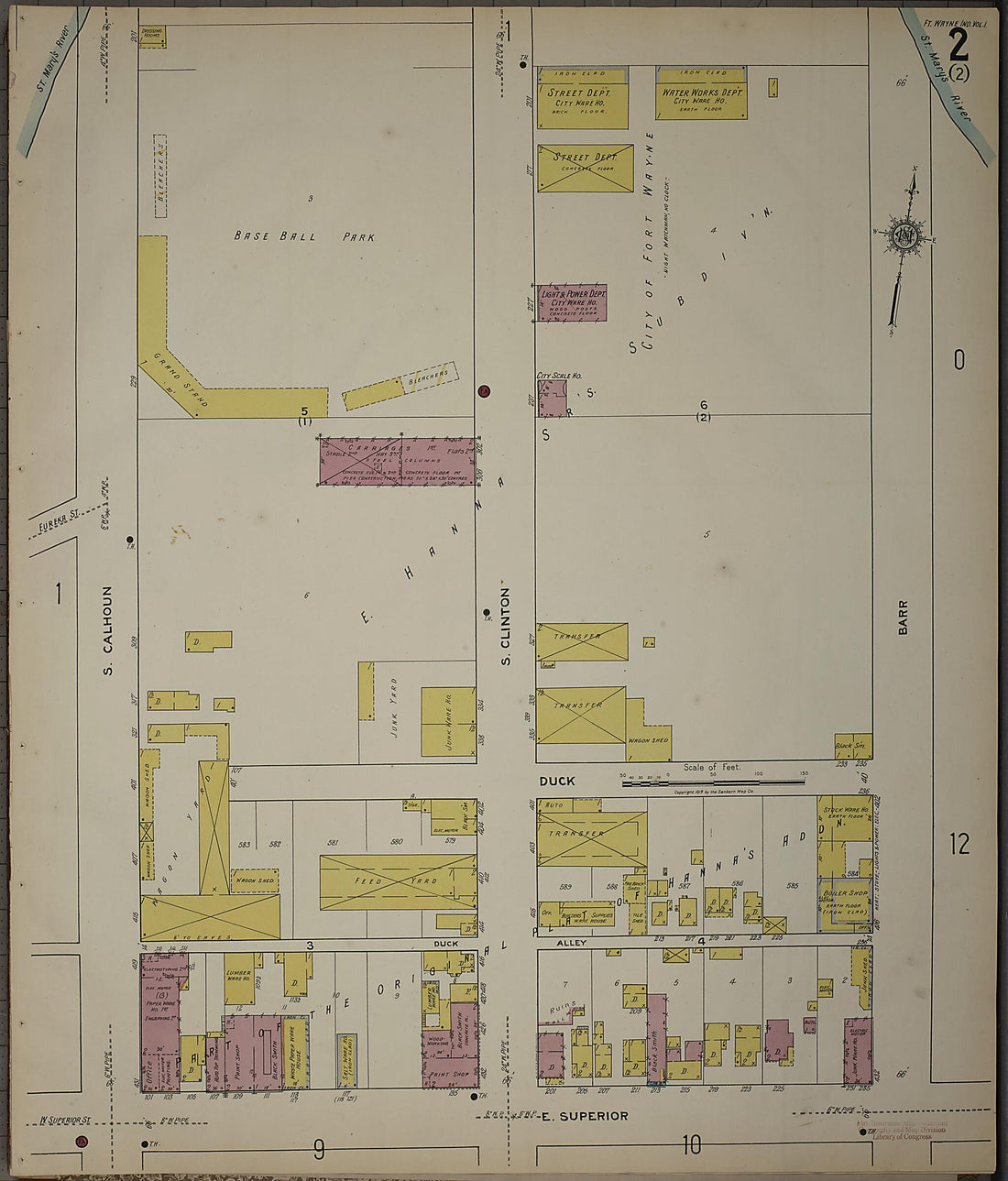 This old map of Fort Wayne, Allen County, Indiana was created by Sanborn Map Company in 1918