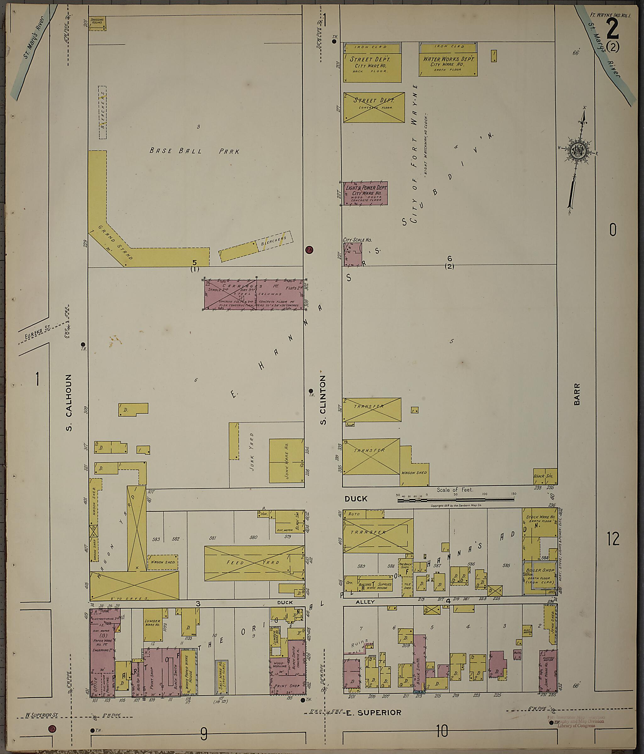 This old map of Fort Wayne, Allen County, Indiana was created by Sanborn Map Company in 1918