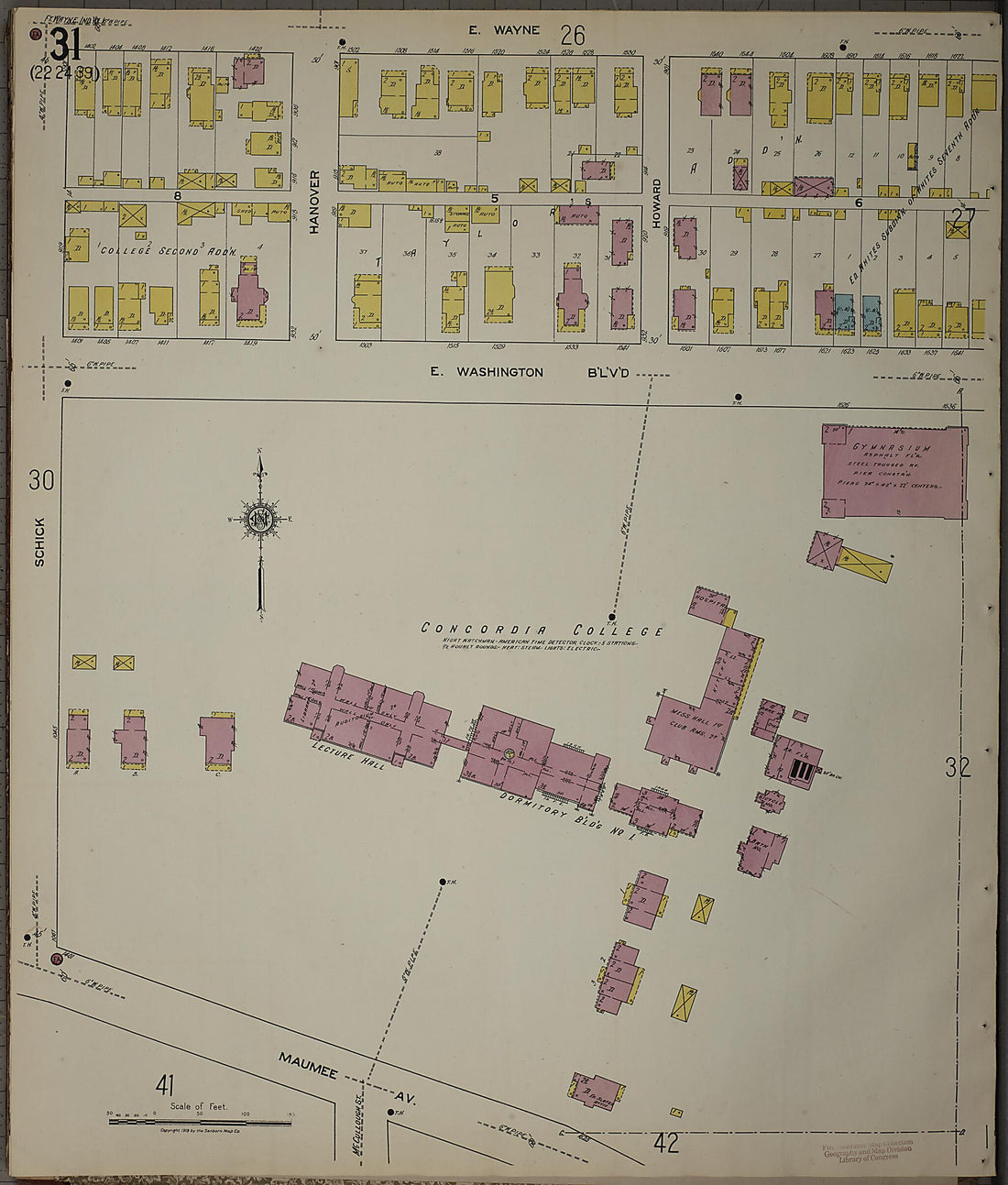 This old map of Fort Wayne, Allen County, Indiana was created by Sanborn Map Company in 1918