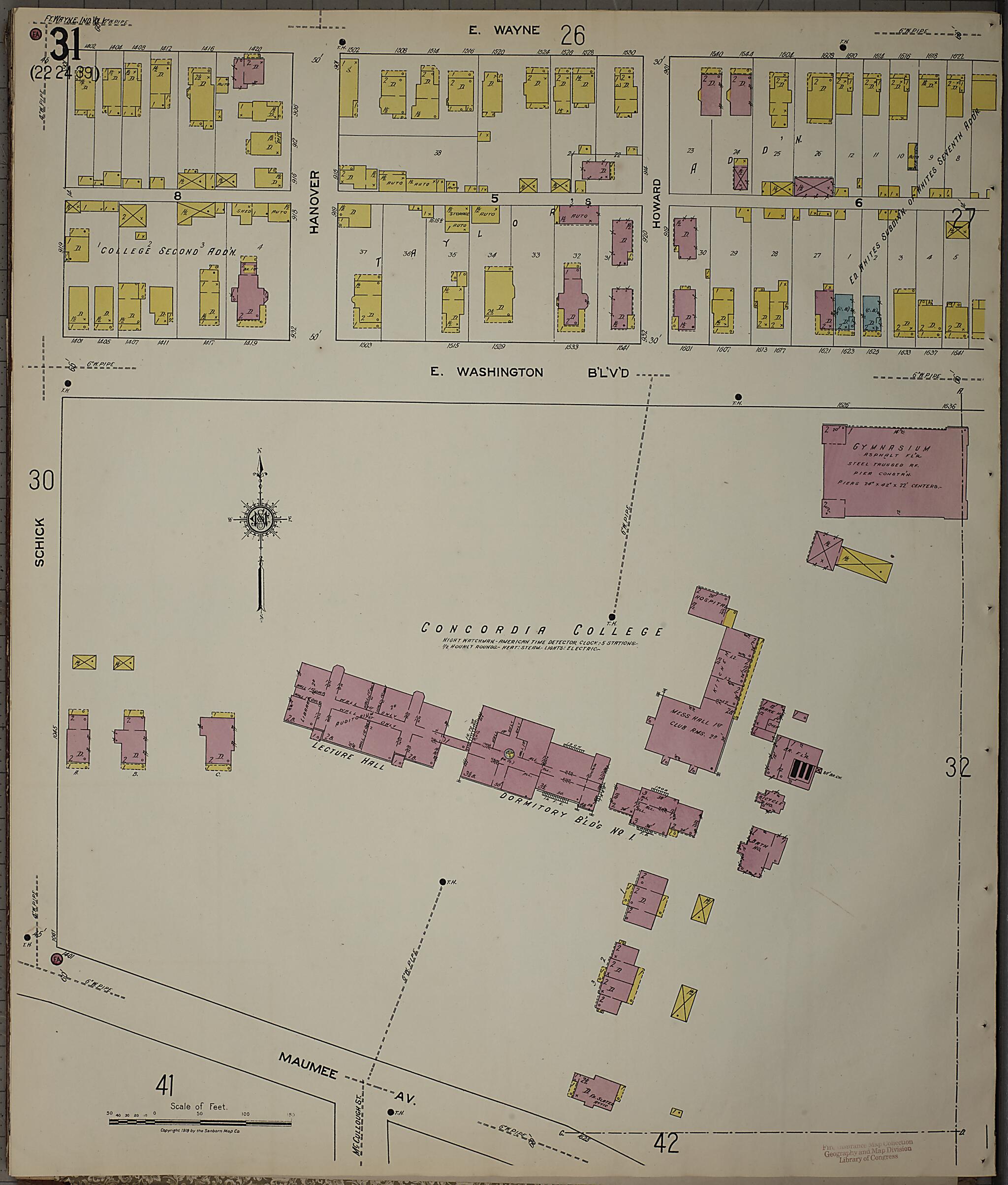 This old map of Fort Wayne, Allen County, Indiana was created by Sanborn Map Company in 1918