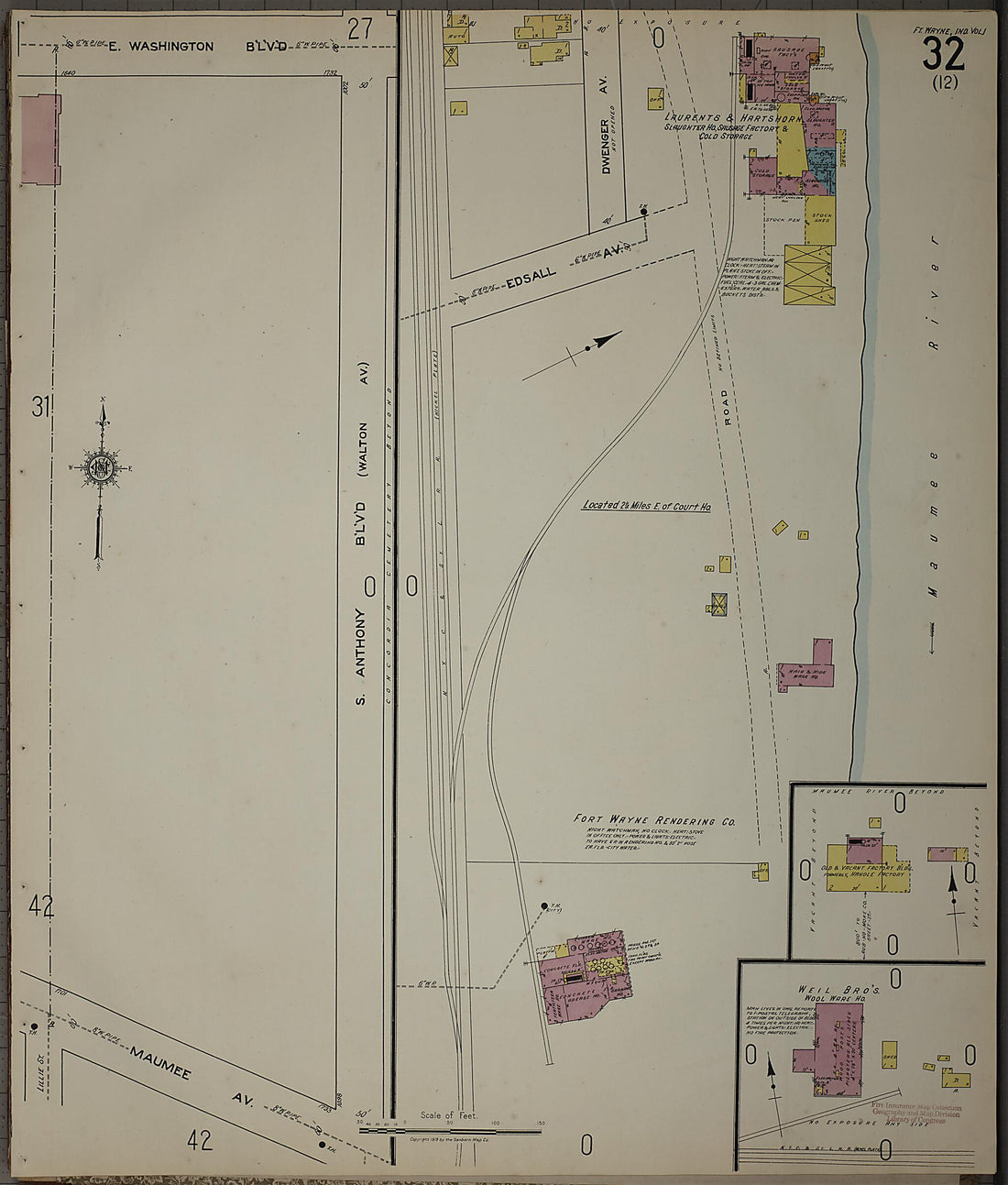 This old map of Fort Wayne, Allen County, Indiana was created by Sanborn Map Company in 1918