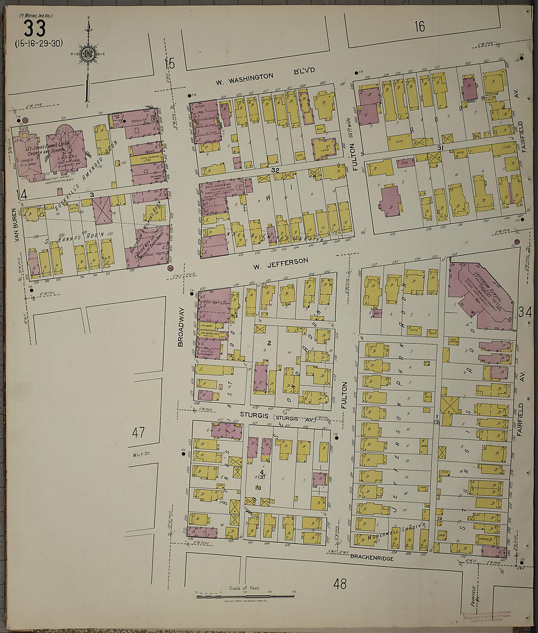 This old map of Fort Wayne, Allen County, Indiana was created by Sanborn Map Company in 1918