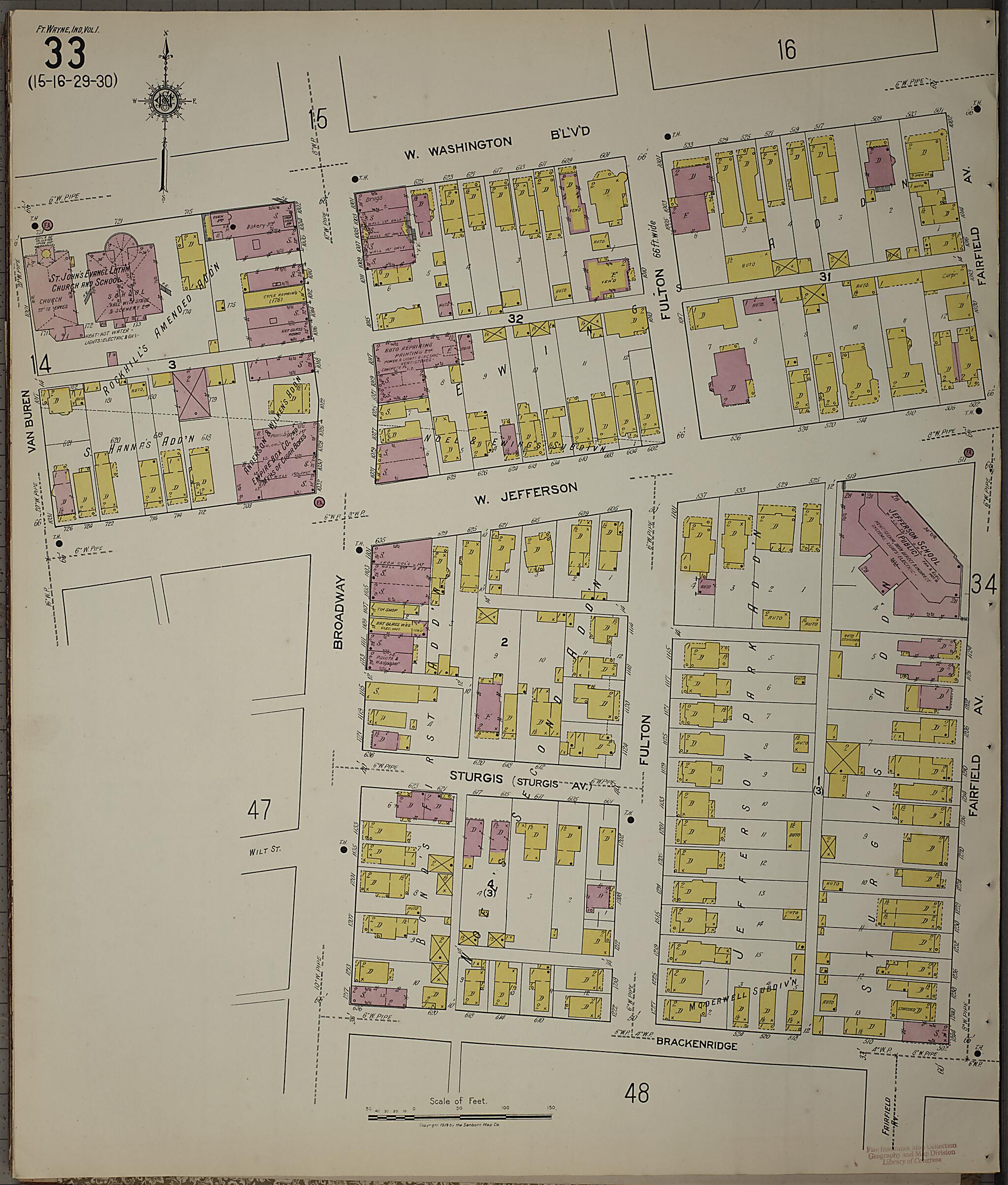 This old map of Fort Wayne, Allen County, Indiana was created by Sanborn Map Company in 1918