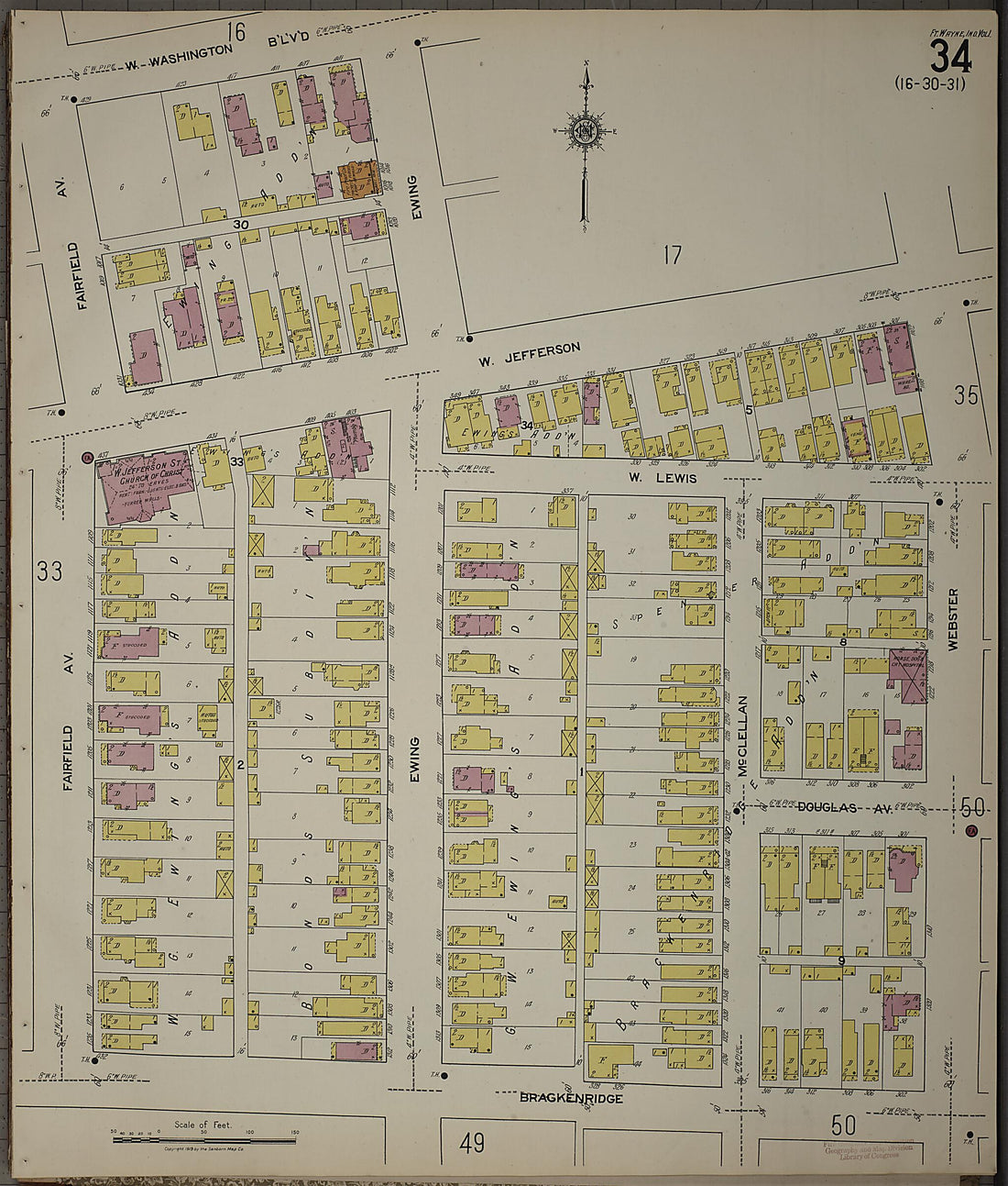 This old map of Fort Wayne, Allen County, Indiana was created by Sanborn Map Company in 1918