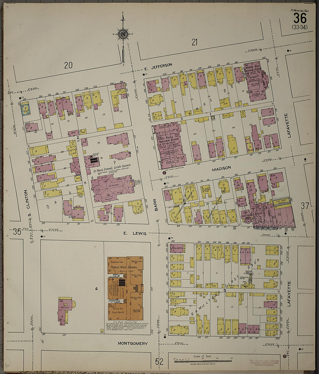This old map of Fort Wayne, Allen County, Indiana was created by Sanborn Map Company in 1918
