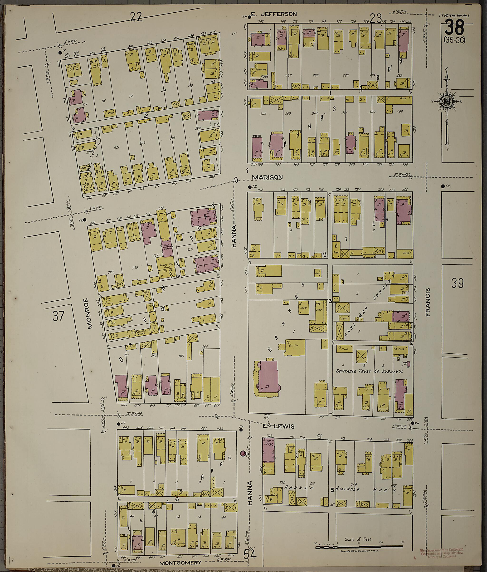 This old map of Fort Wayne, Allen County, Indiana was created by Sanborn Map Company in 1918