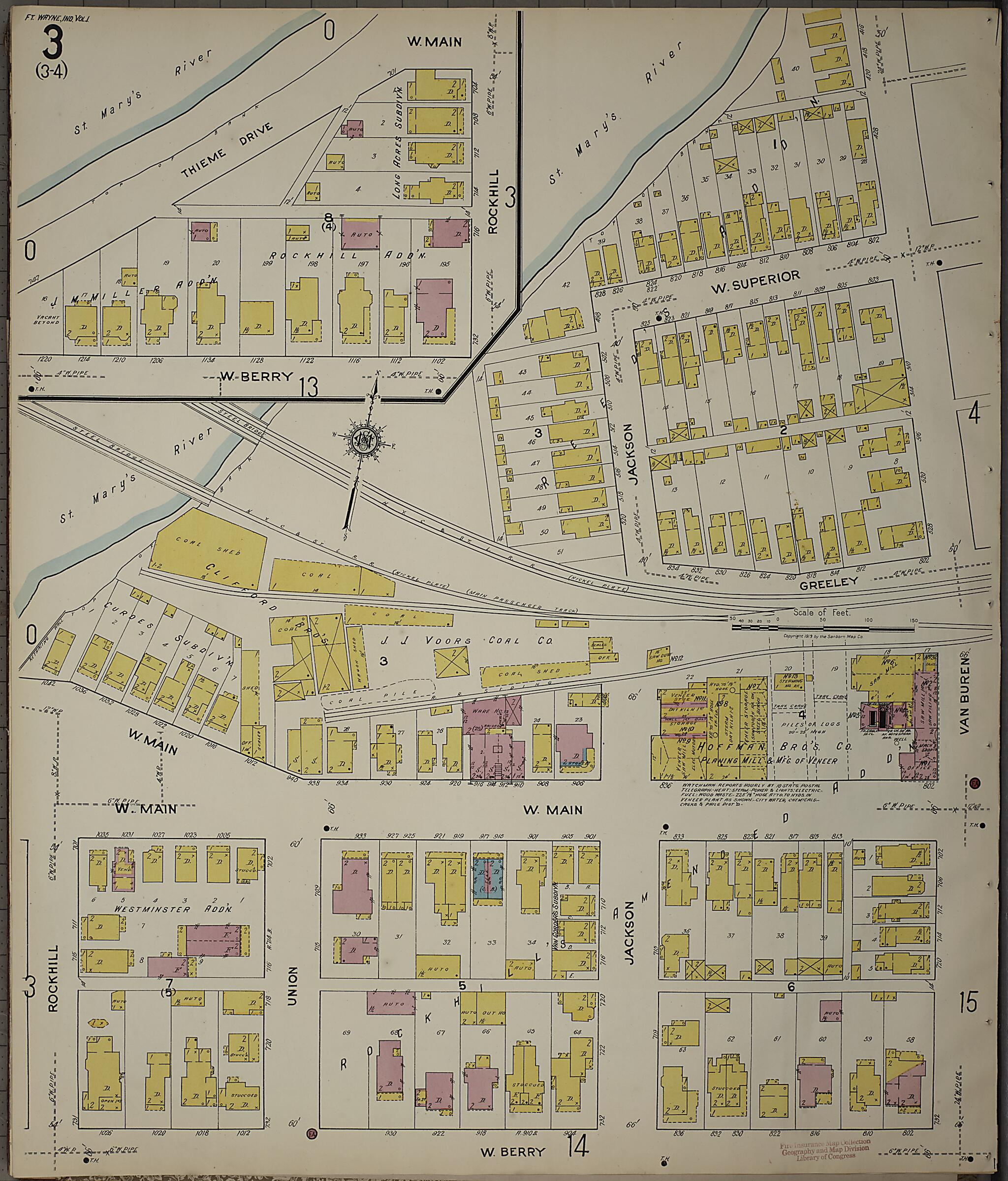 This old map of Fort Wayne, Allen County, Indiana was created by Sanborn Map Company in 1918