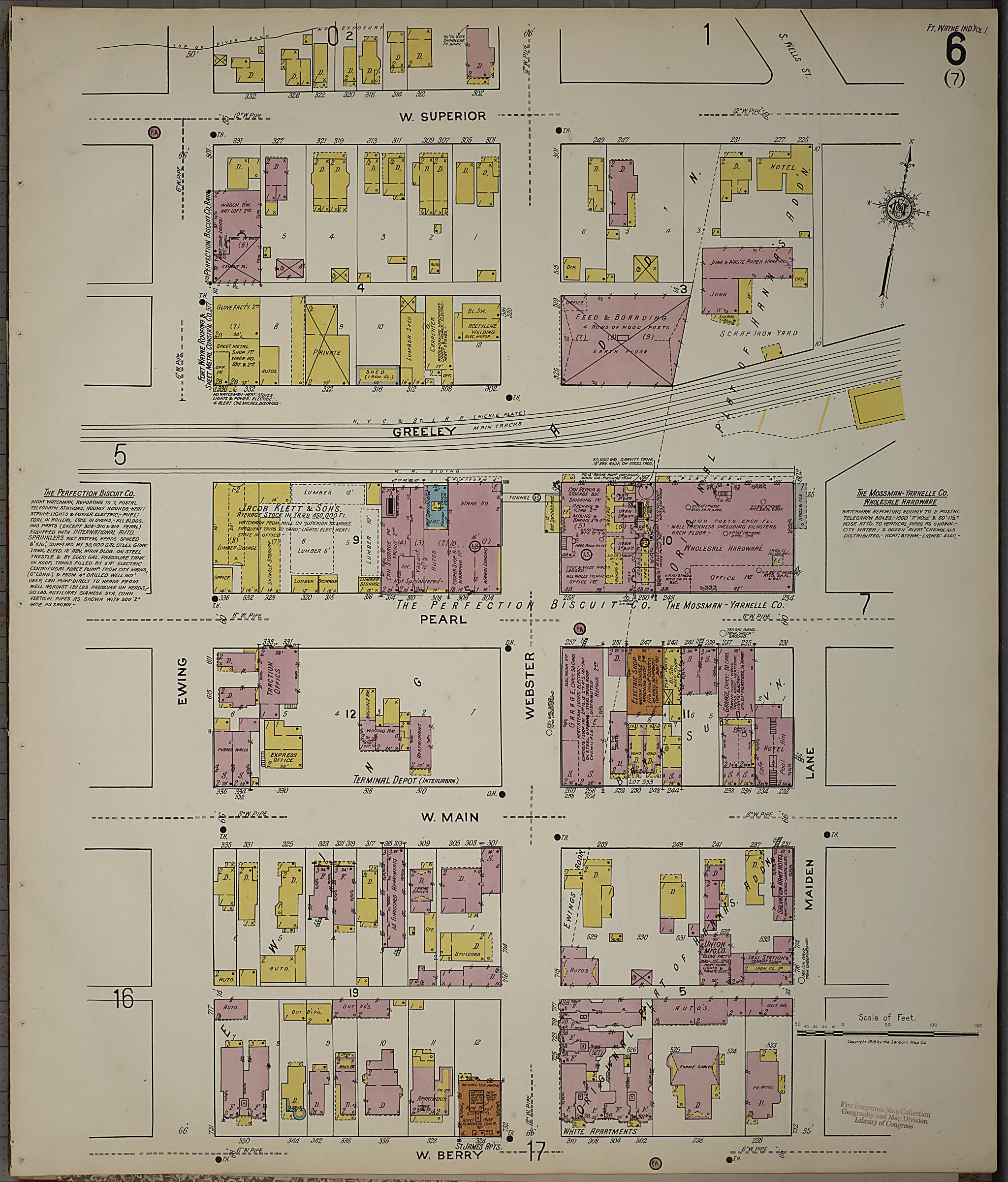 This old map of Fort Wayne, Allen County, Indiana was created by Sanborn Map Company in 1918