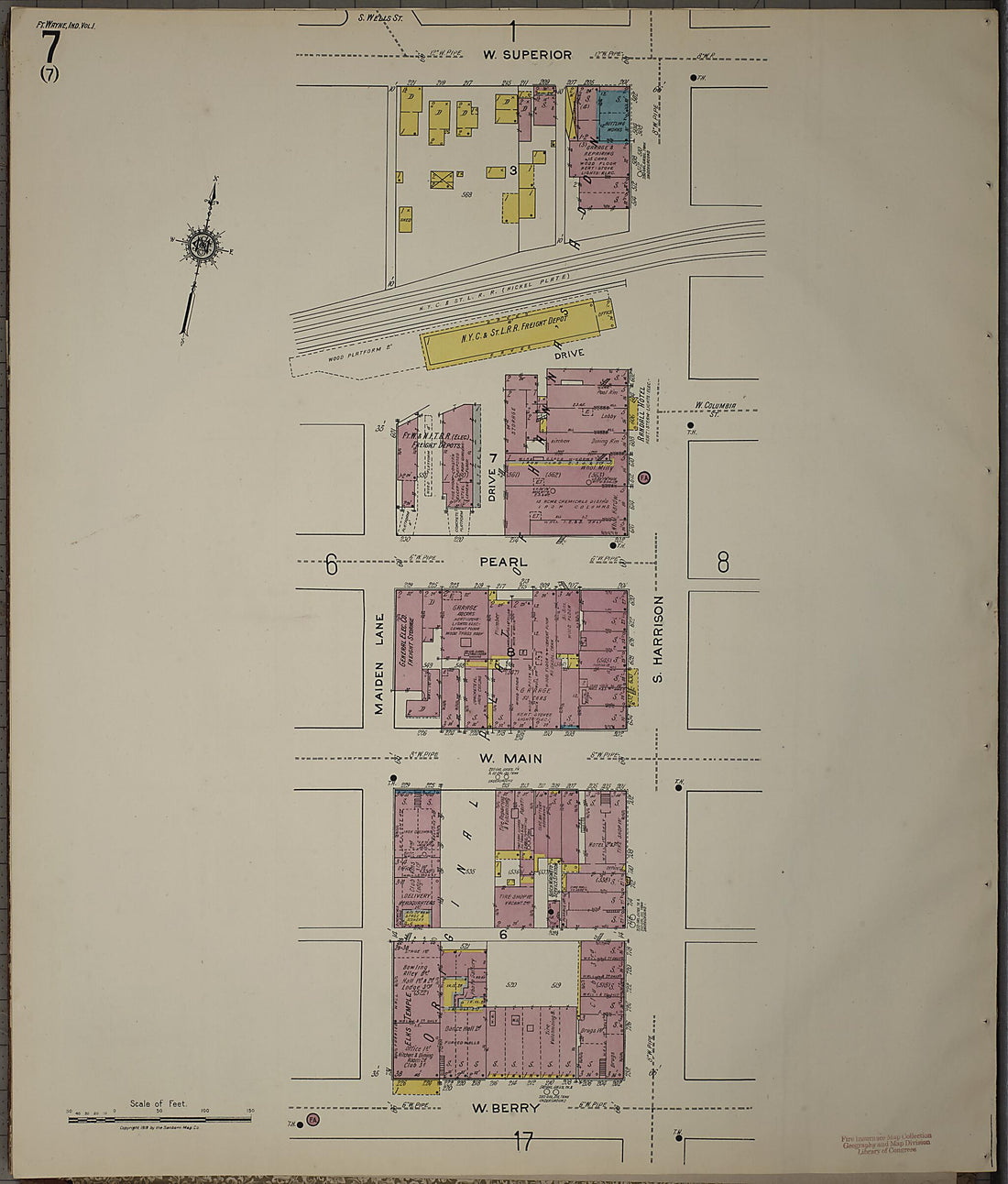 This old map of Fort Wayne, Allen County, Indiana was created by Sanborn Map Company in 1918