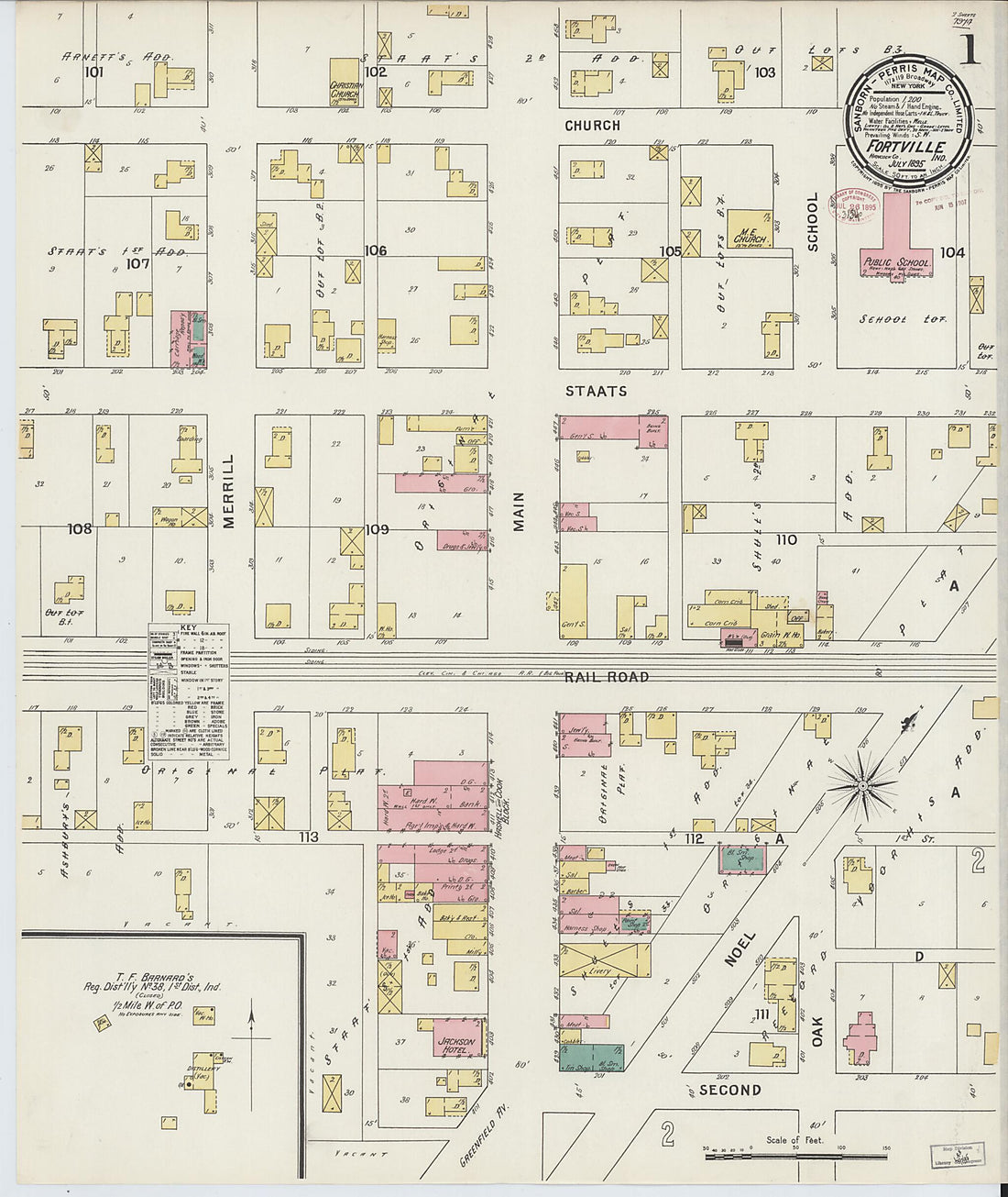 This old map of Fortville, Hancock County, Indiana was created by Sanborn Map Company in 1895