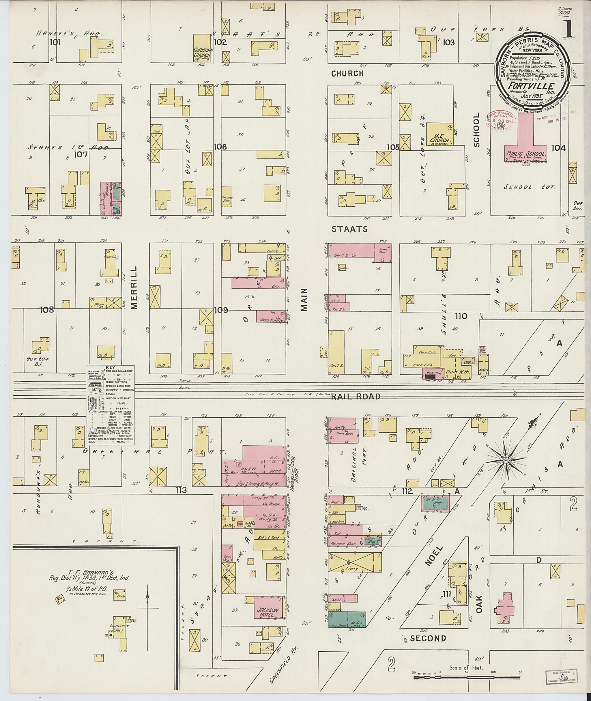 This old map of Fortville, Hancock County, Indiana was created by Sanborn Map Company in 1895