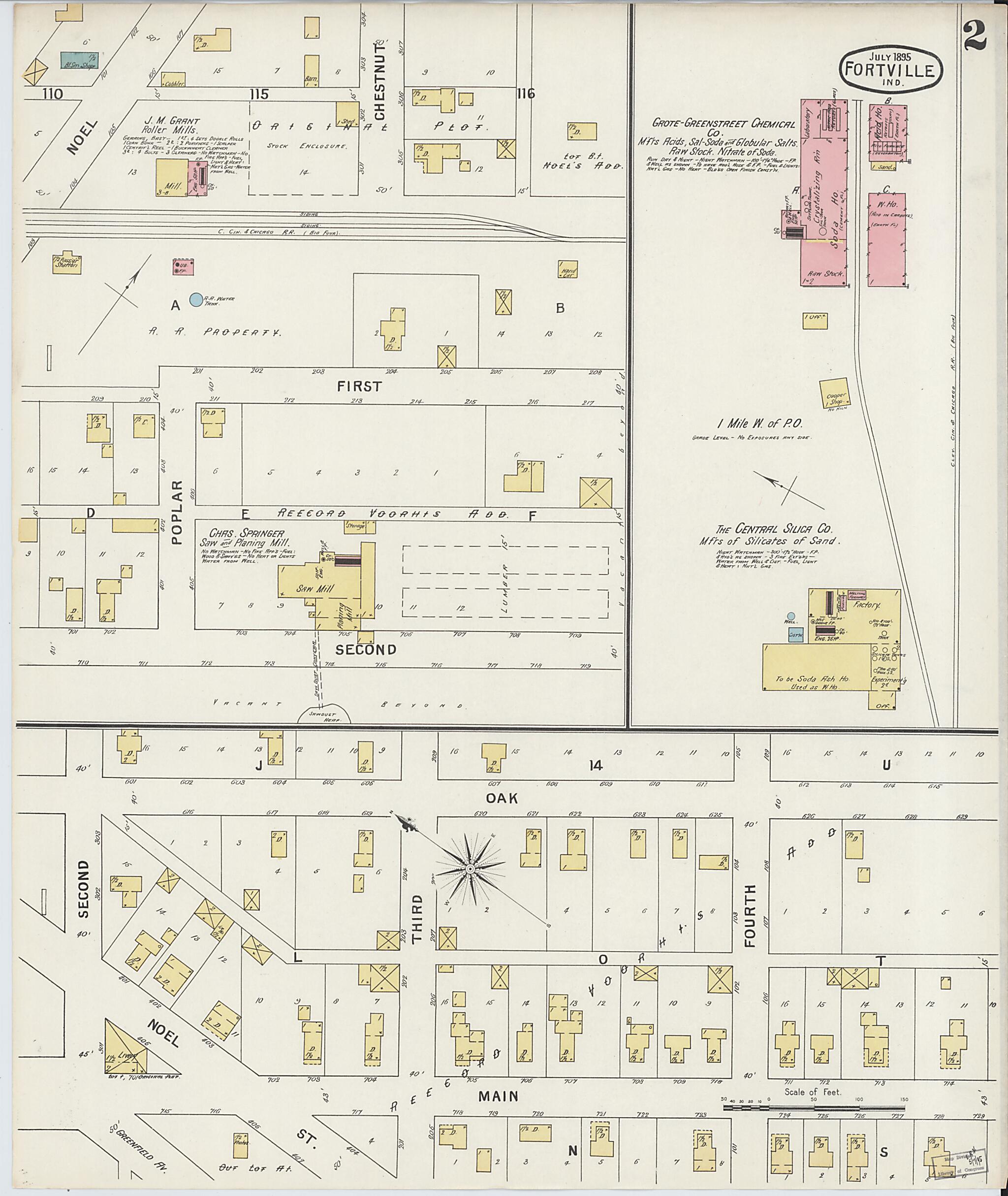 This old map of Fortville, Hancock County, Indiana was created by Sanborn Map Company in 1895