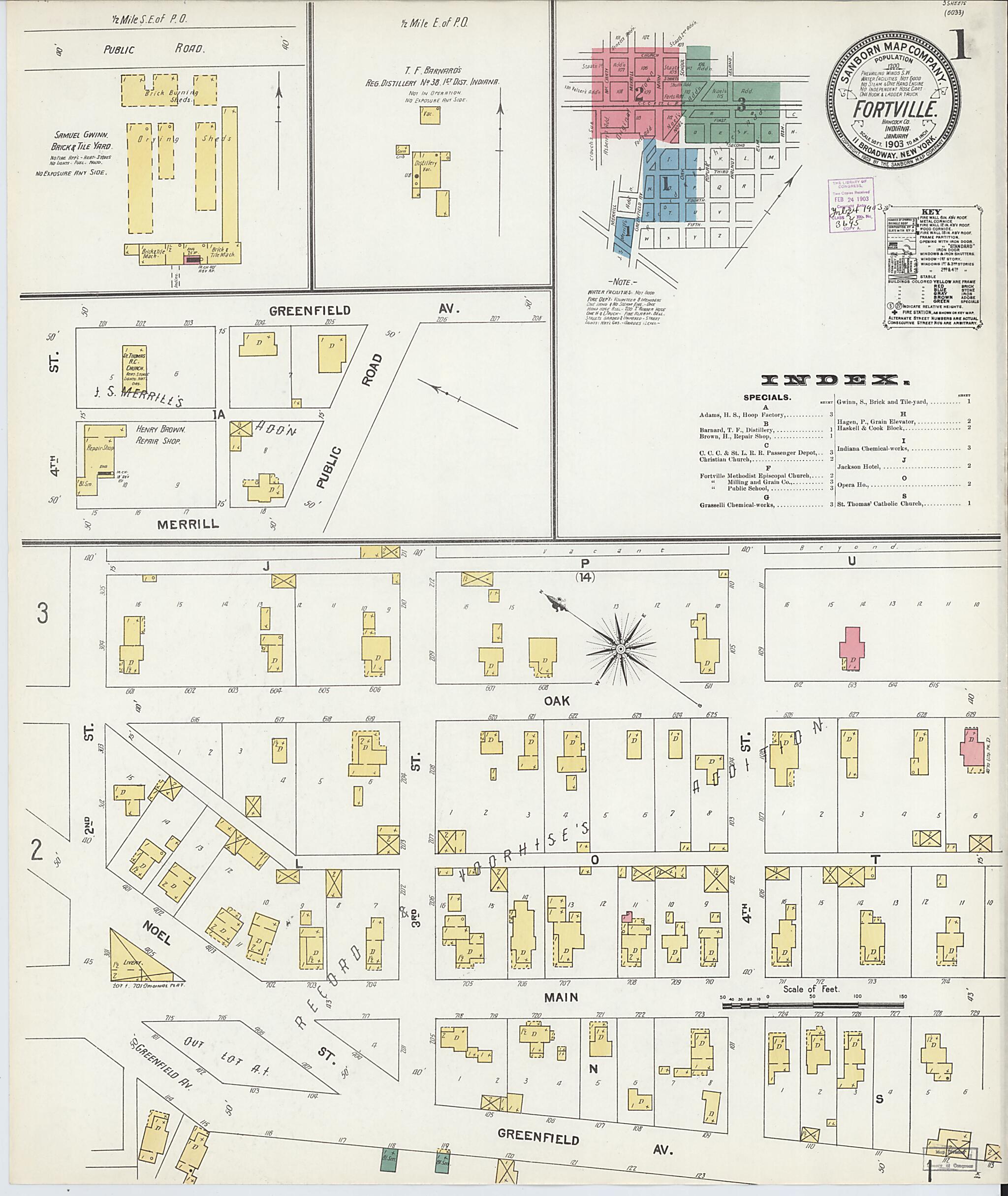 This old map of Fortville, Hancock County, Indiana was created by Sanborn Map Company in 1903