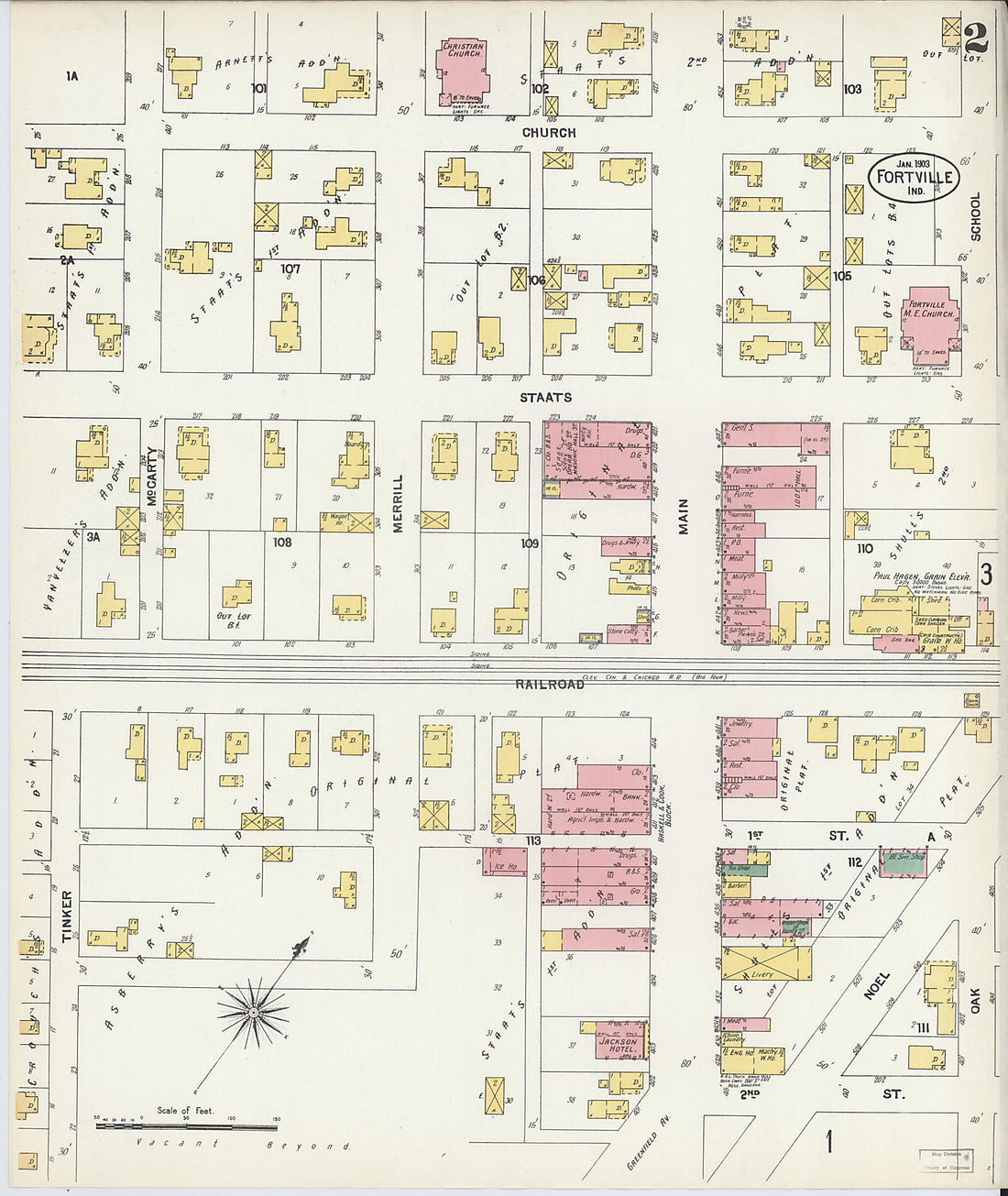 This old map of Fortville, Hancock County, Indiana was created by Sanborn Map Company in 1903