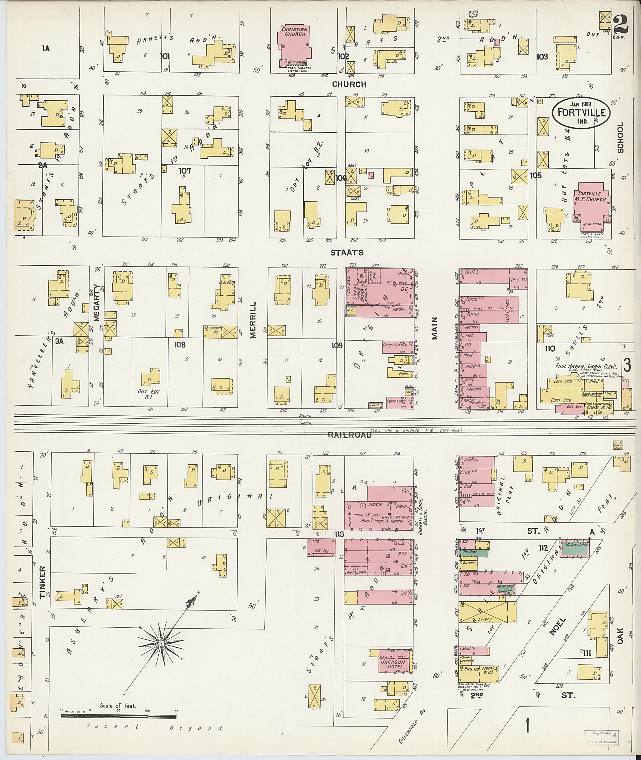 This old map of Fortville, Hancock County, Indiana was created by Sanborn Map Company in 1903