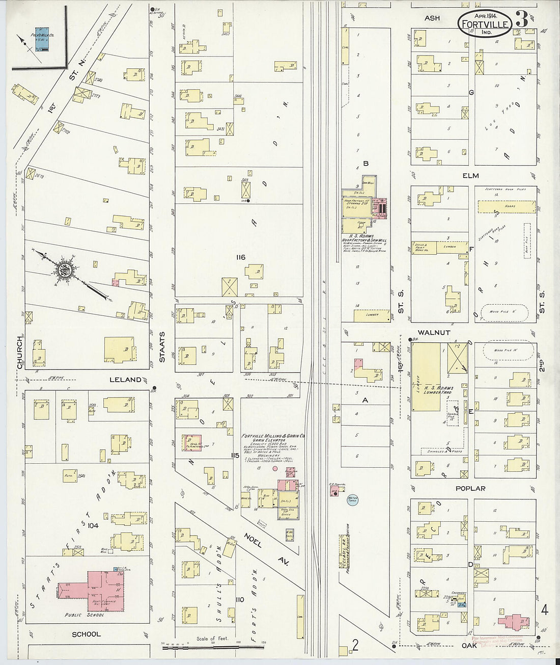 This old map of Fortville, Hancock County, Indiana was created by Sanborn Map Company in 1914