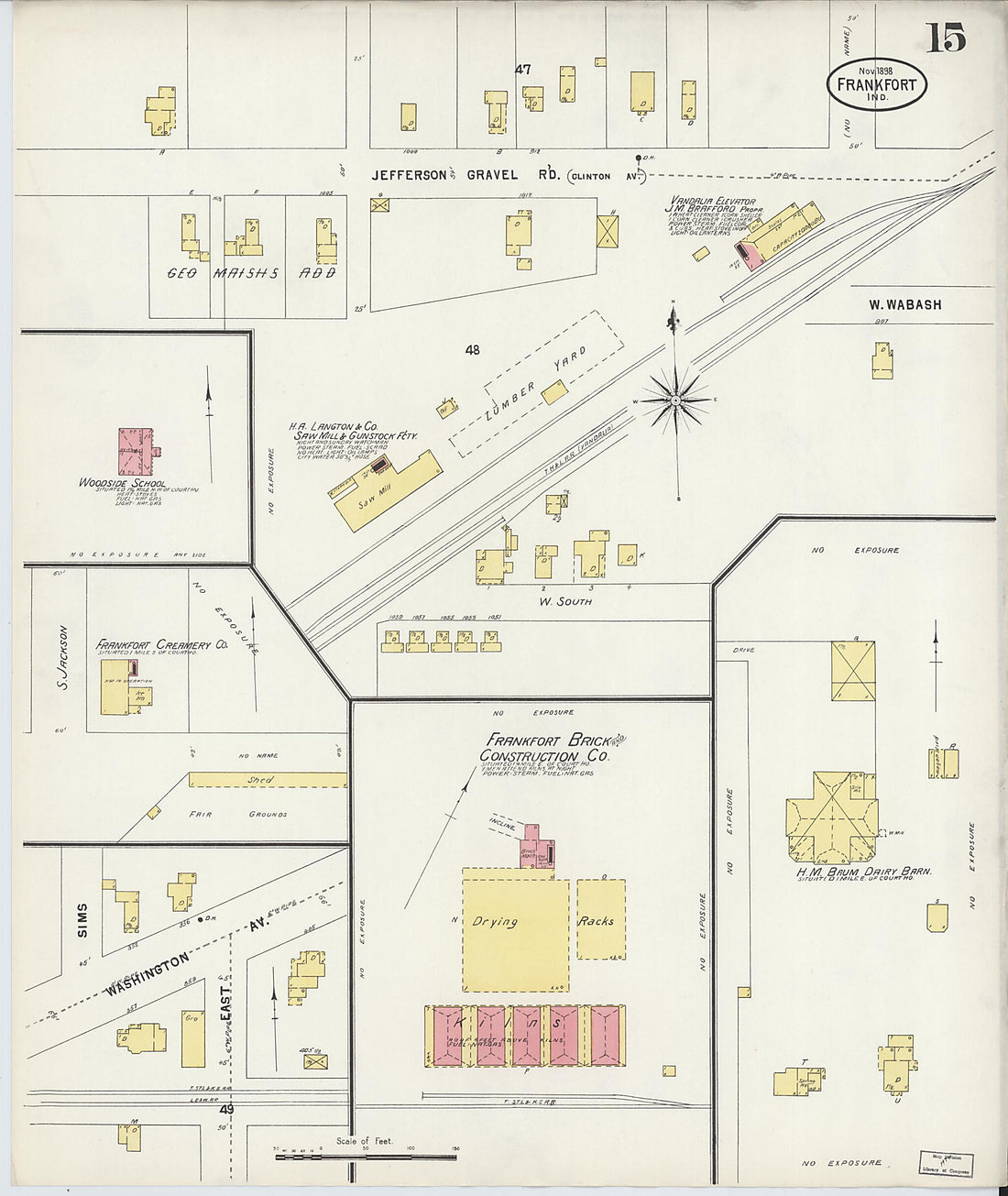 This old map of Frankfort, Clinton County, Indiana was created by Sanborn Map Company in 1898