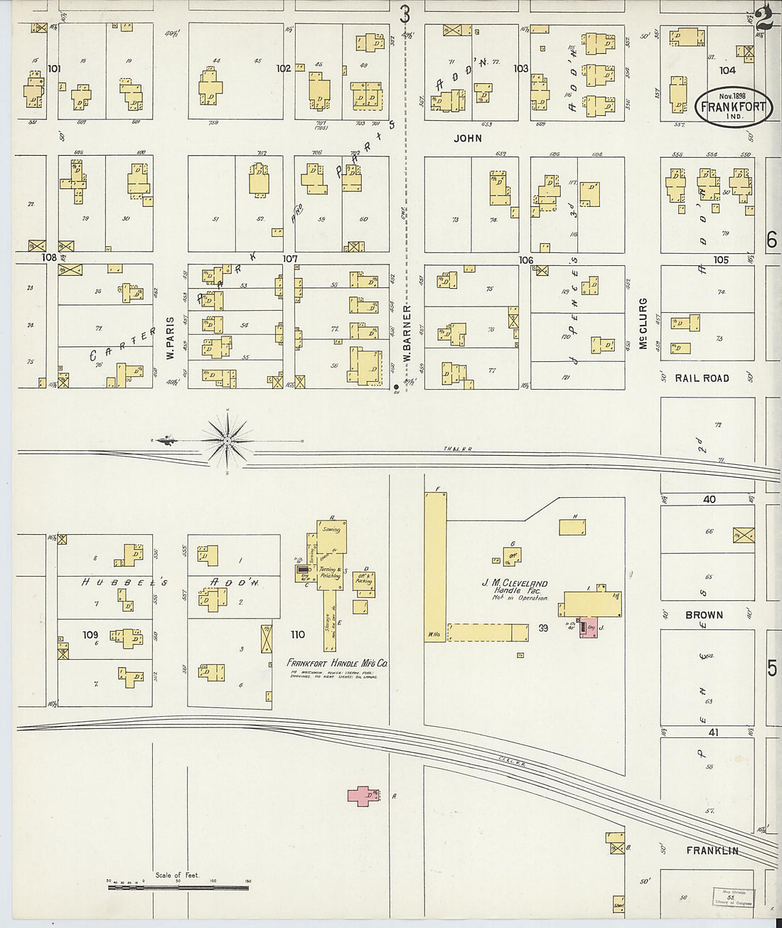 This old map of Frankfort, Clinton County, Indiana was created by Sanborn Map Company in 1898