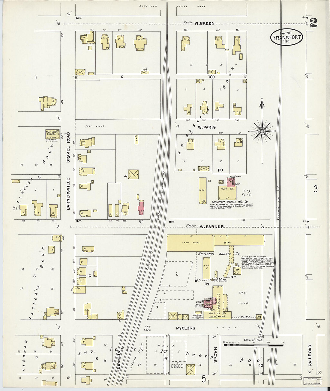 This old map of Frankfort, Clinton County, Indiana was created by Sanborn Map Company in 1906