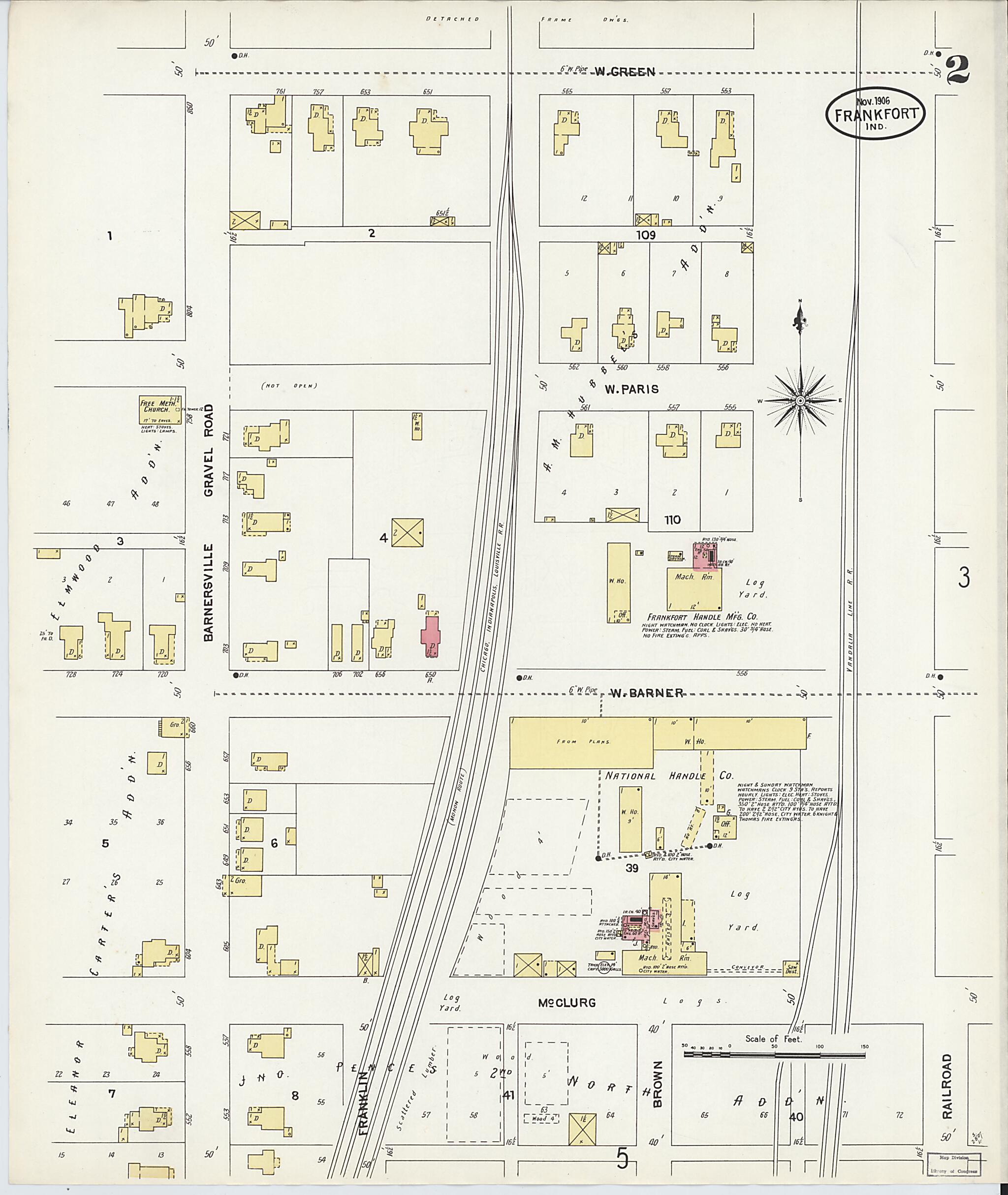 This old map of Frankfort, Clinton County, Indiana was created by Sanborn Map Company in 1906