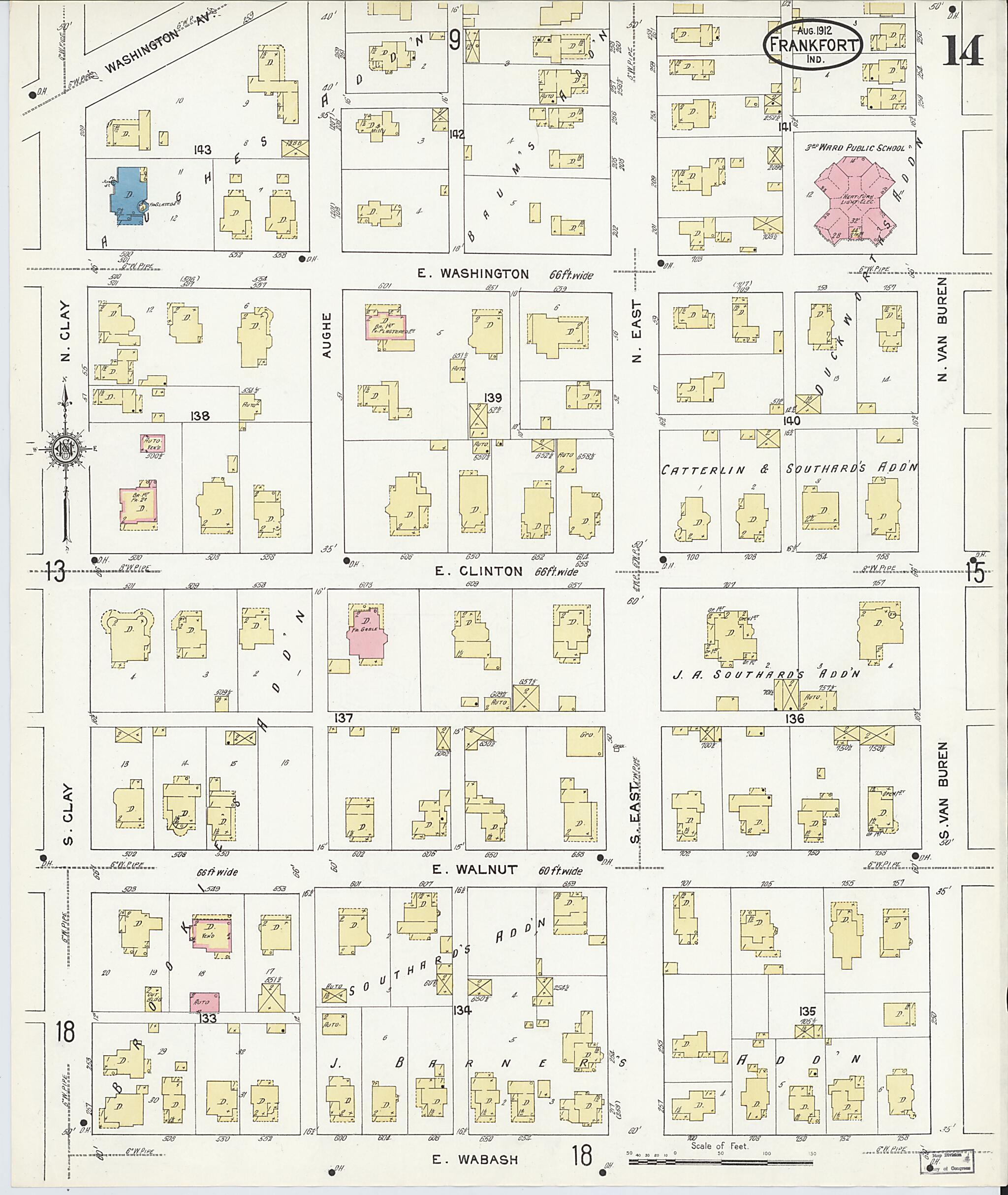 This old map of Frankfort, Clinton County, Indiana was created by Sanborn Map Company in 1912