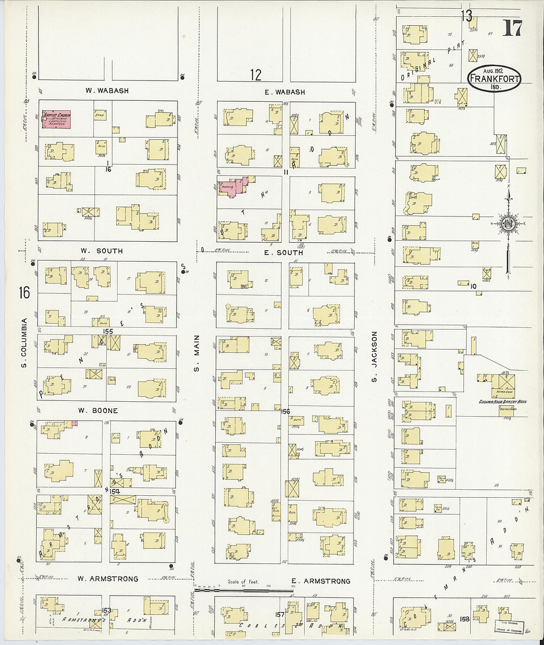 This old map of Frankfort, Clinton County, Indiana was created by Sanborn Map Company in 1912
