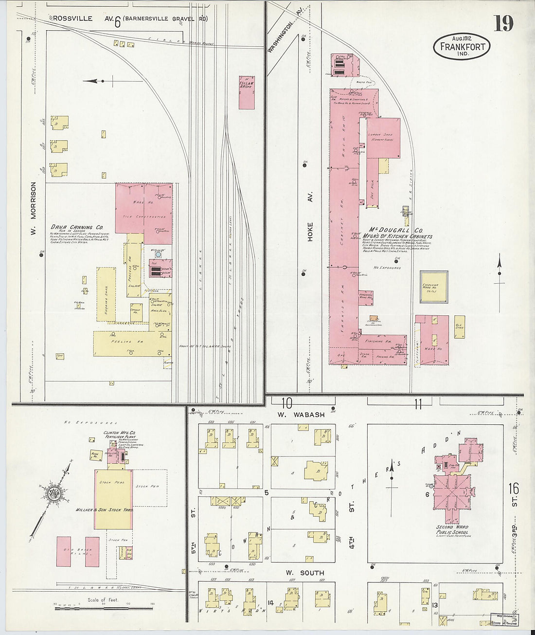 This old map of Frankfort, Clinton County, Indiana was created by Sanborn Map Company in 1912