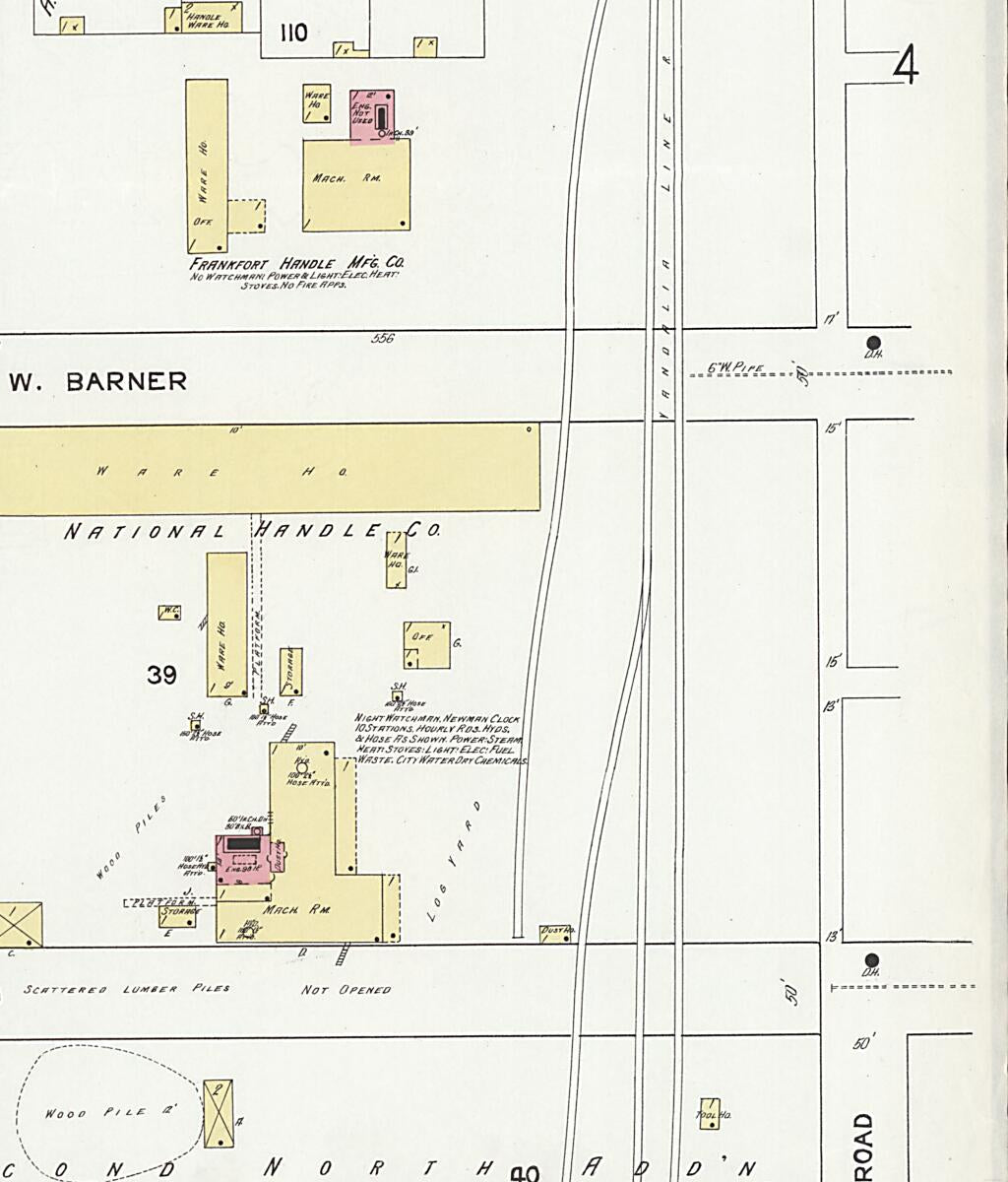 This old map of Frankfort, Clinton County, Indiana was created by Sanborn Map Company in 1912