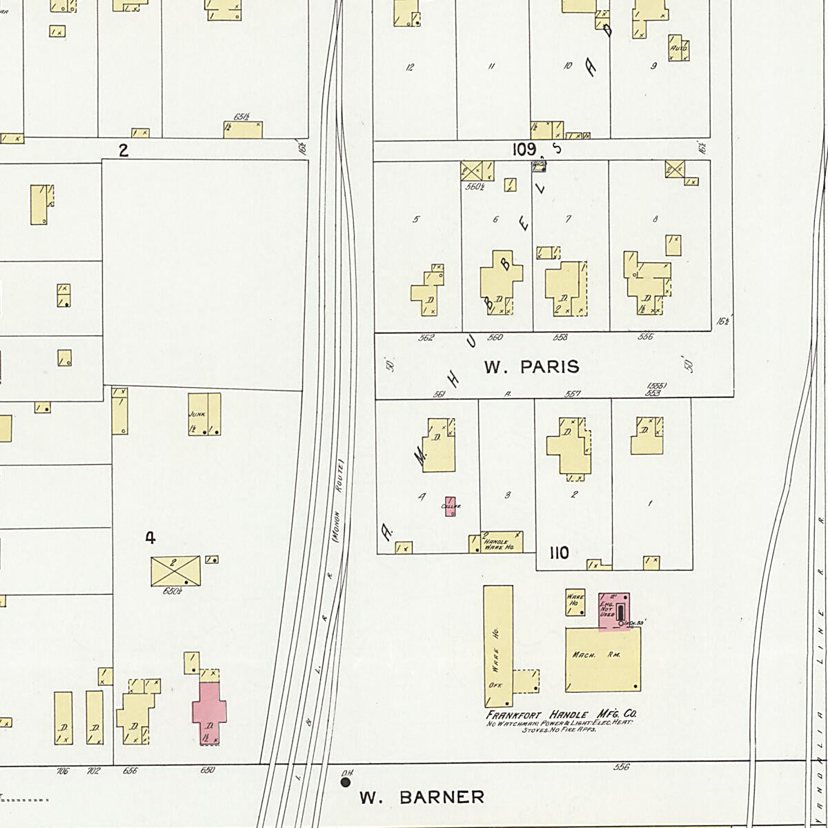 This old map of Frankfort, Clinton County, Indiana was created by Sanborn Map Company in 1912