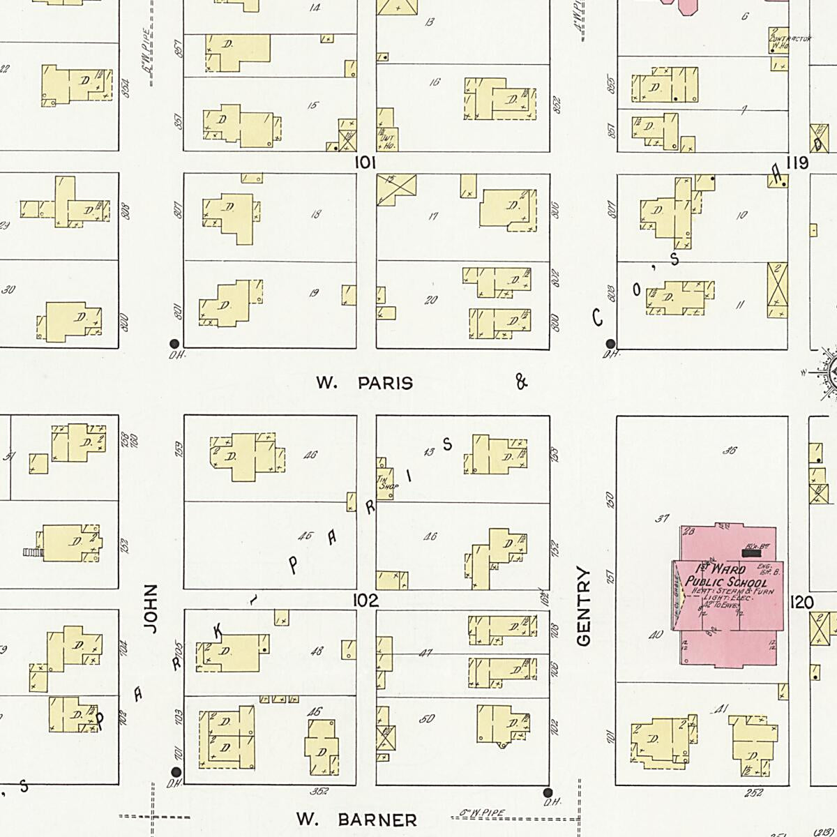 This old map of Frankfort, Clinton County, Indiana was created by Sanborn Map Company in 1912