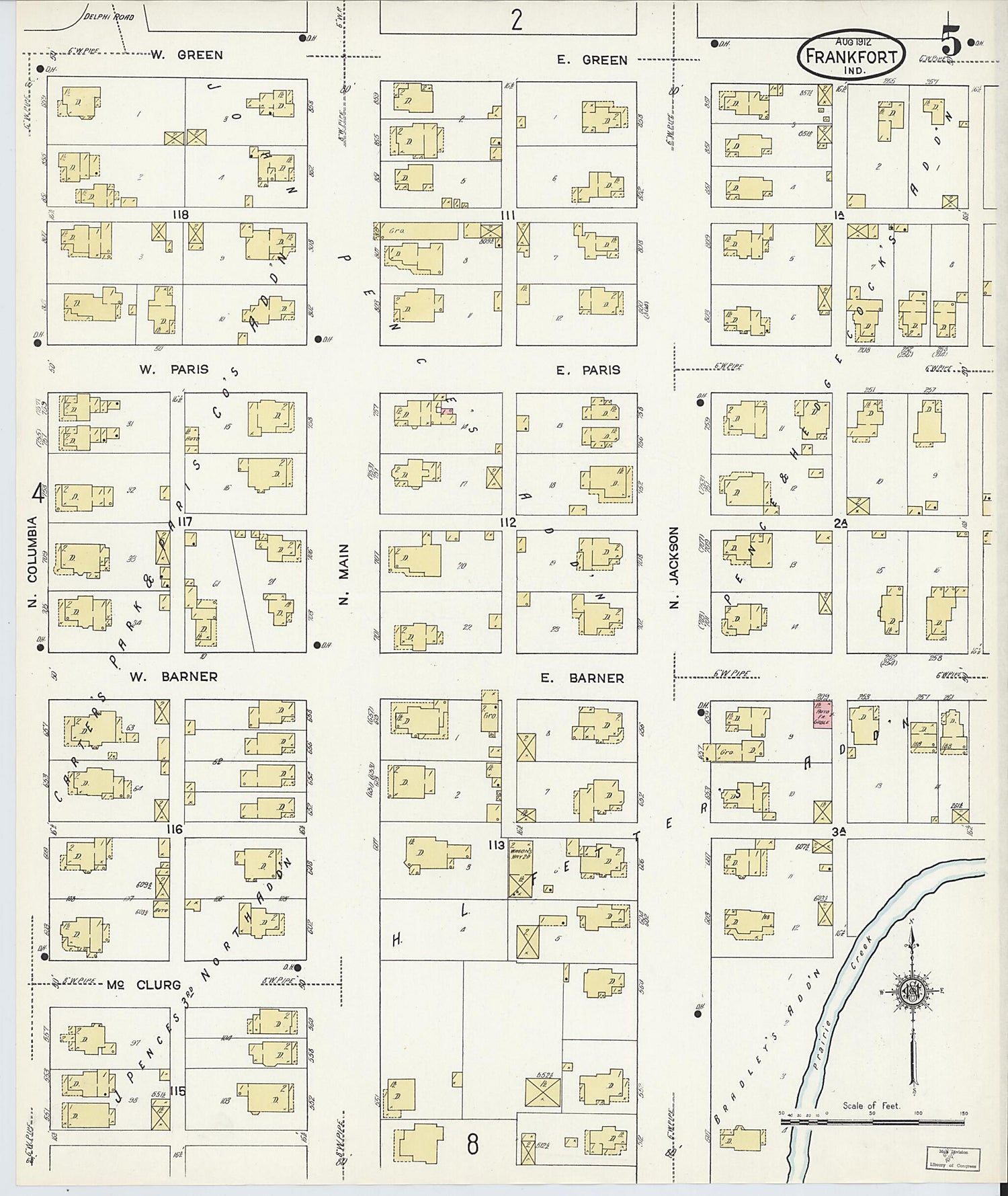 This old map of Frankfort, Clinton County, Indiana was created by Sanborn Map Company in 1912