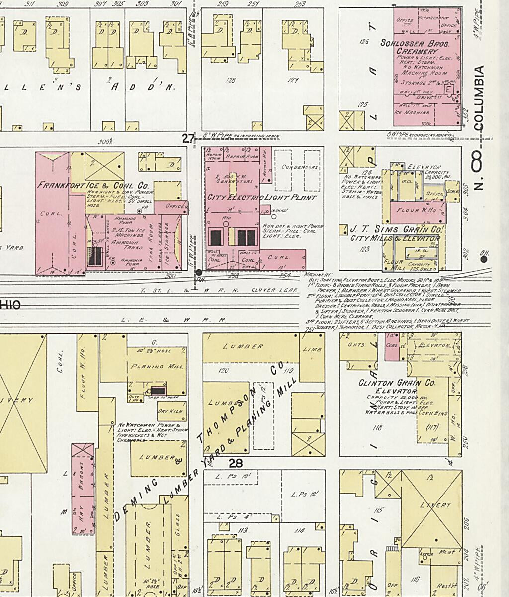This old map of Frankfort, Clinton County, Indiana was created by Sanborn Map Company in 1912