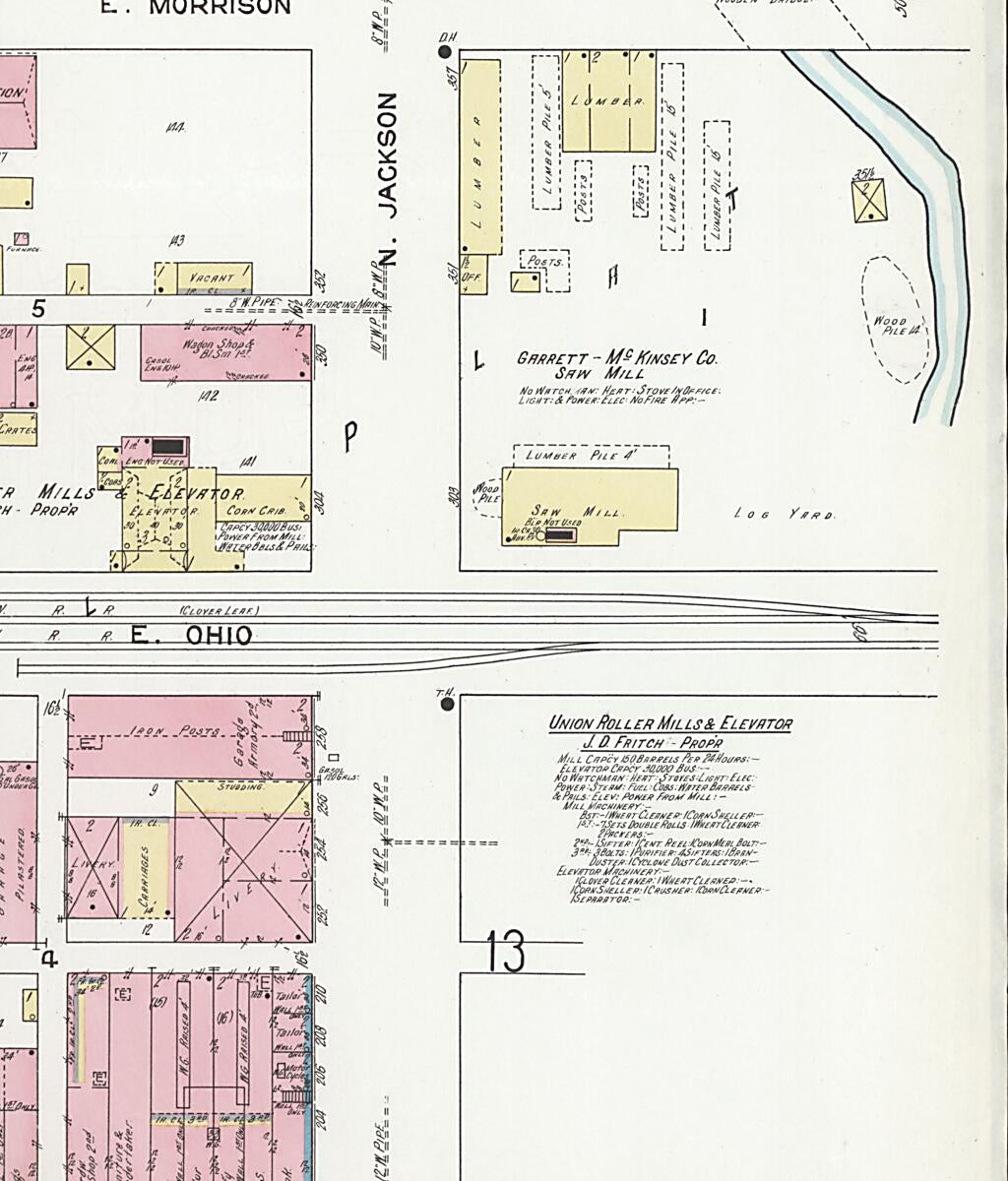 This old map of Frankfort, Clinton County, Indiana was created by Sanborn Map Company in 1912