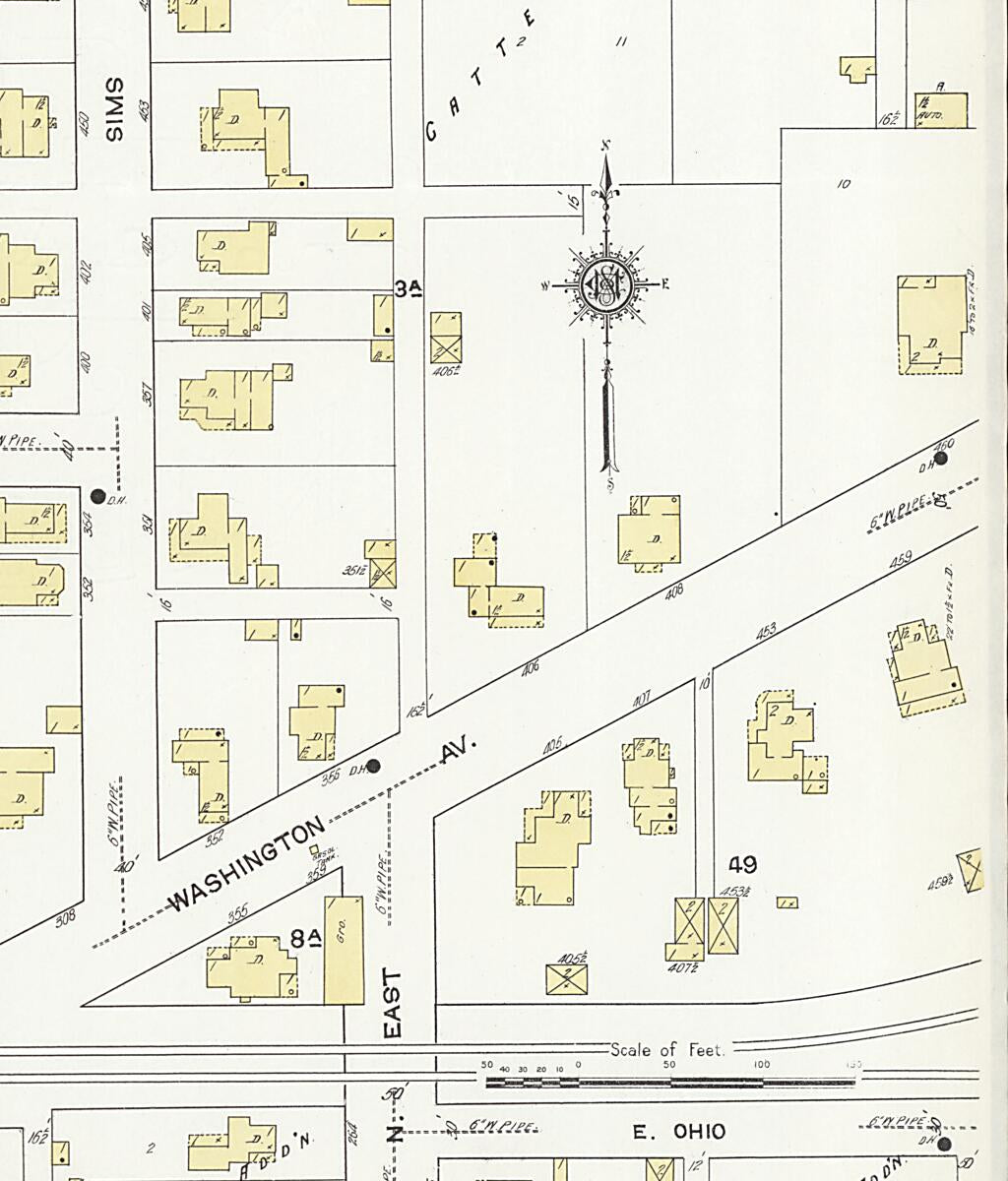 This old map of Frankfort, Clinton County, Indiana was created by Sanborn Map Company in 1912