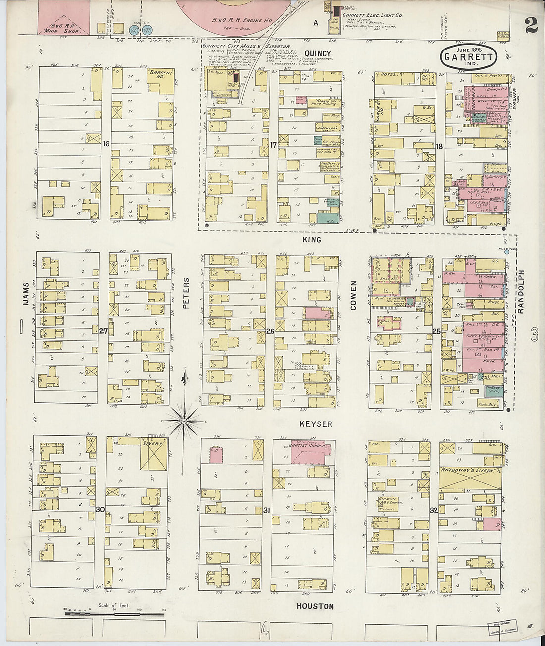 This old map of Garrett, De Kalb County, Indiana was created by Sanborn Map Company in 1895