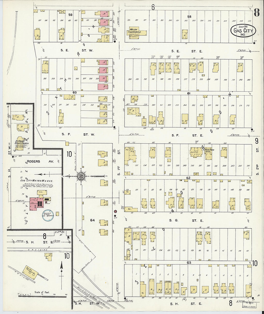 This old map of Gas City, Grant County, Indiana was created by Sanborn Map Company in 1911
