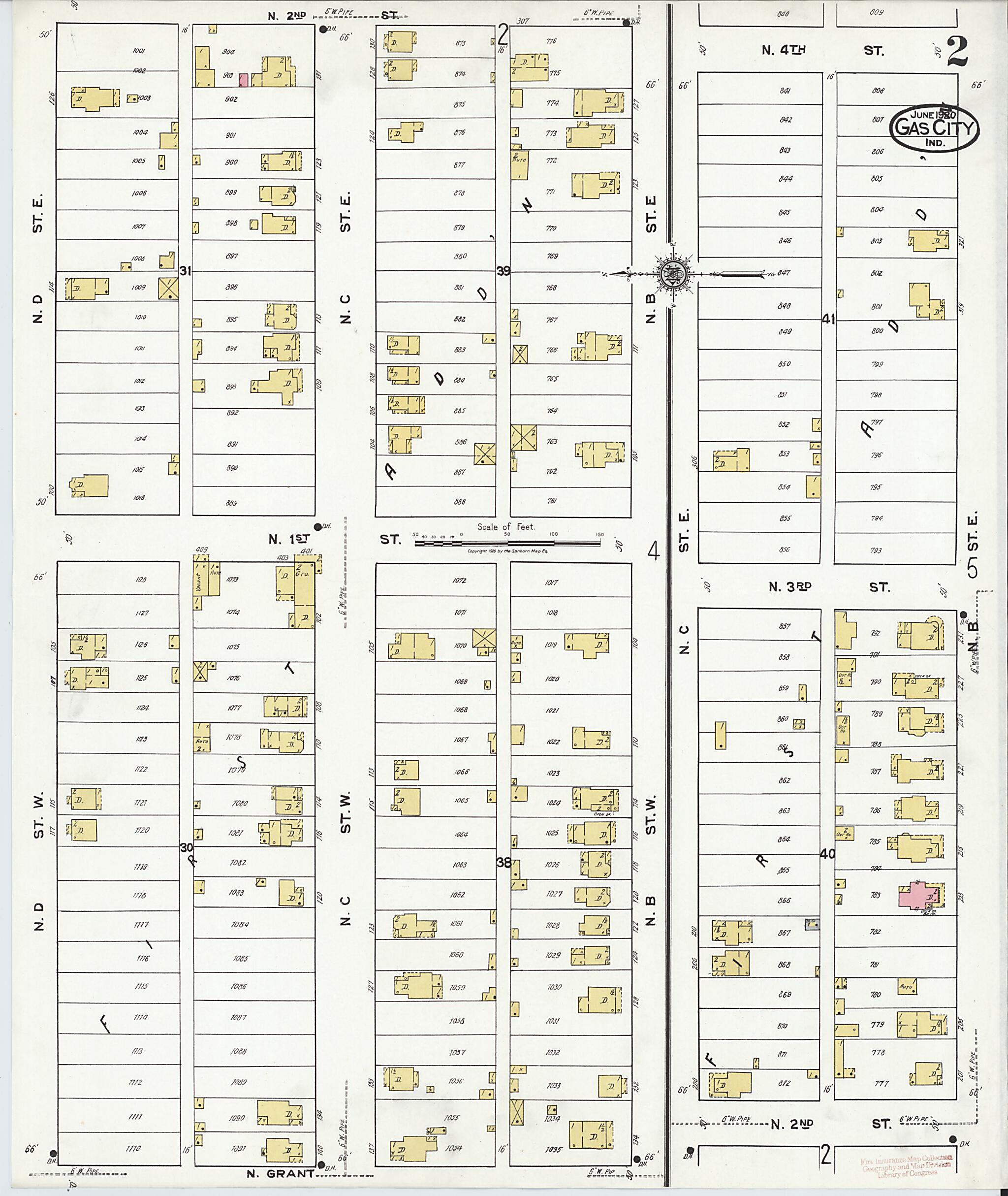 Gas City, Grant County, Indiana 1920 (Sheet 2 of 10) by Relic Map Company